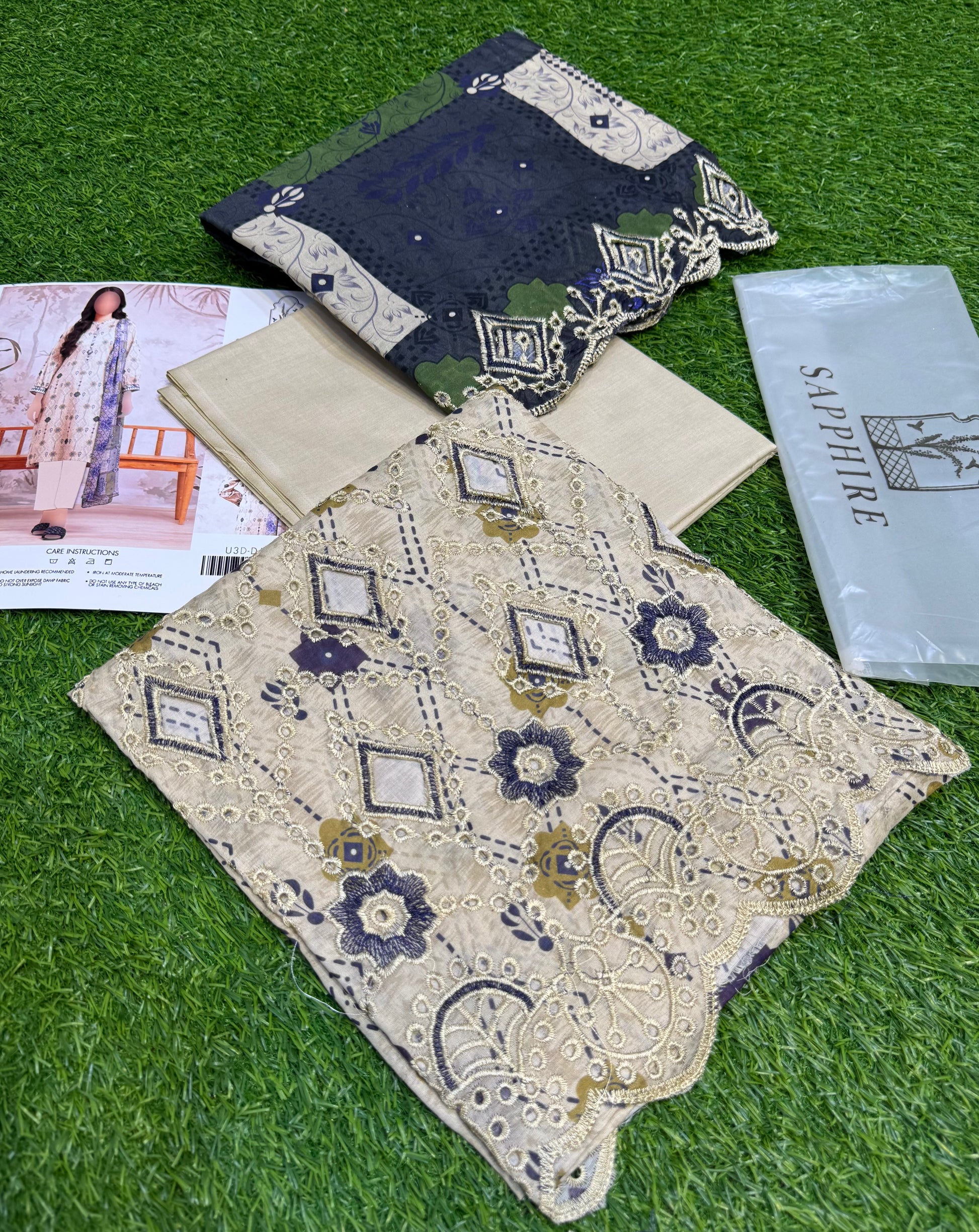 Sapphire by NZ Collection – Premium 3-Piece Lawn Suit (replica) - NZ COLLECTION