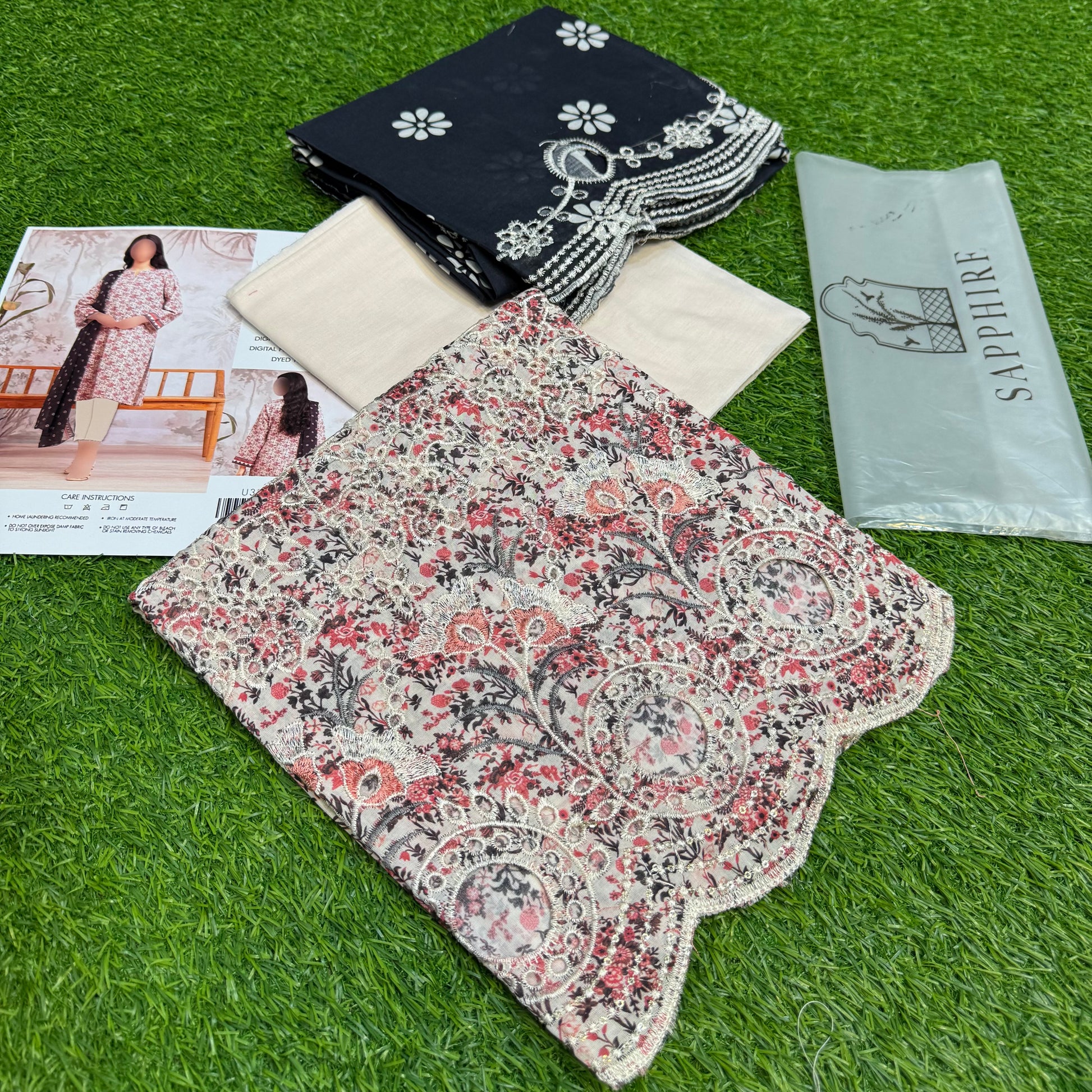 Sapphire by NZ Collection – Premium 3-Piece Lawn Suit (replica) - NZ COLLECTION