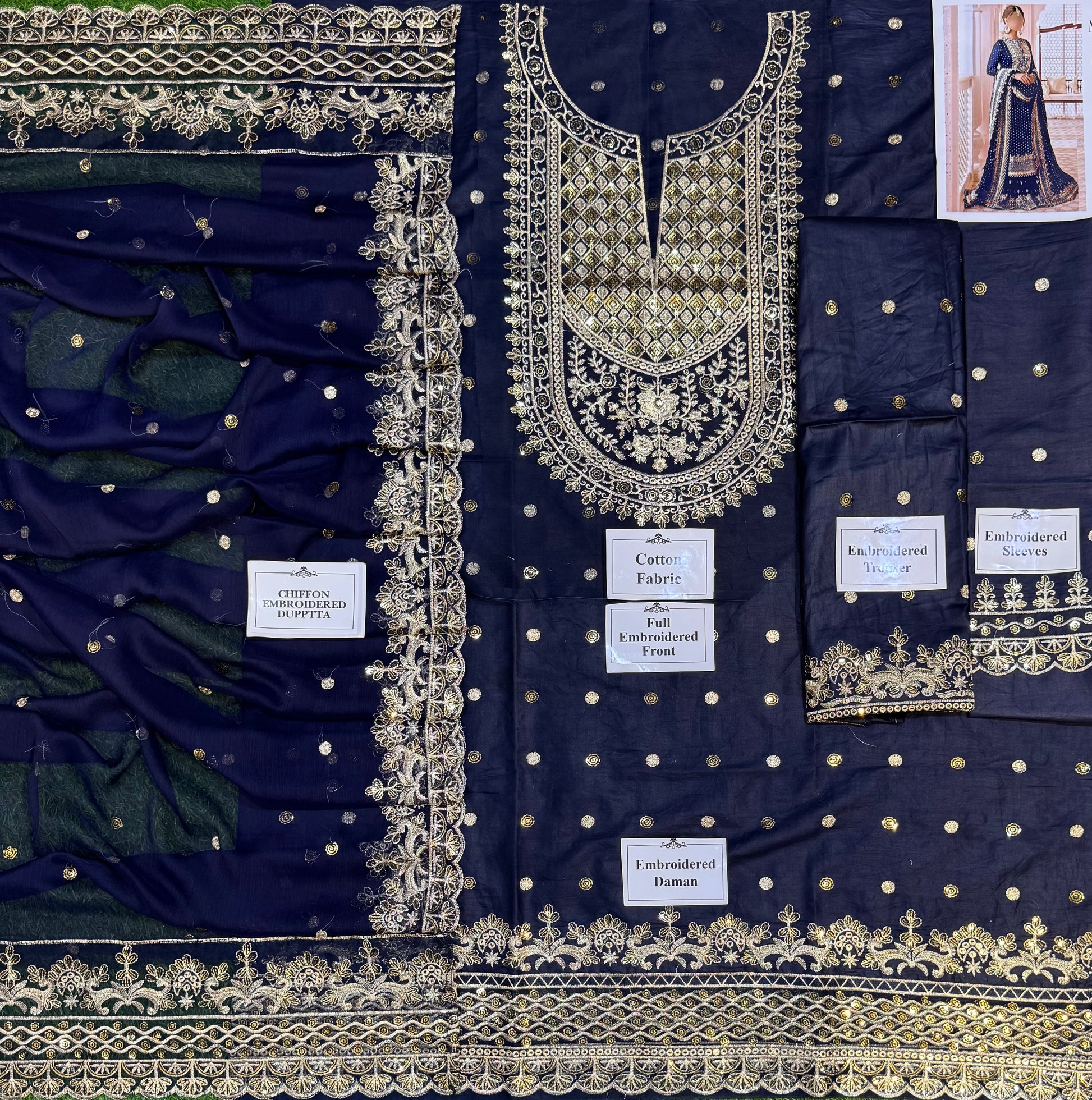 Elegant Summer Unstitched Cotton Suit – 3PC Embroidered Perfection - NZ COLLECTION