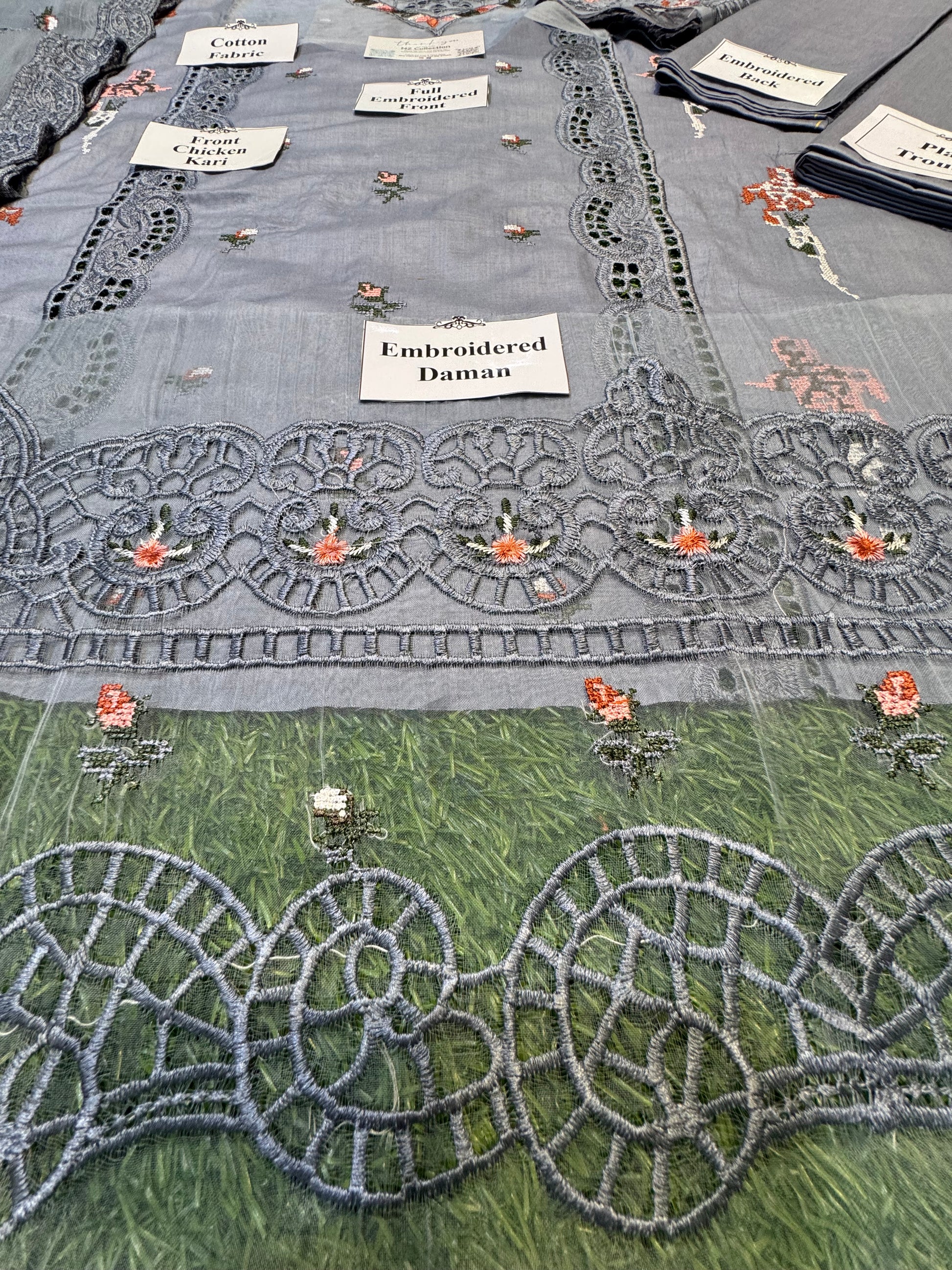 Chikankari Elegance – Soft Cotton 3Pc Suit with Embroidered Dupatta (Mint blue) Nz Collection