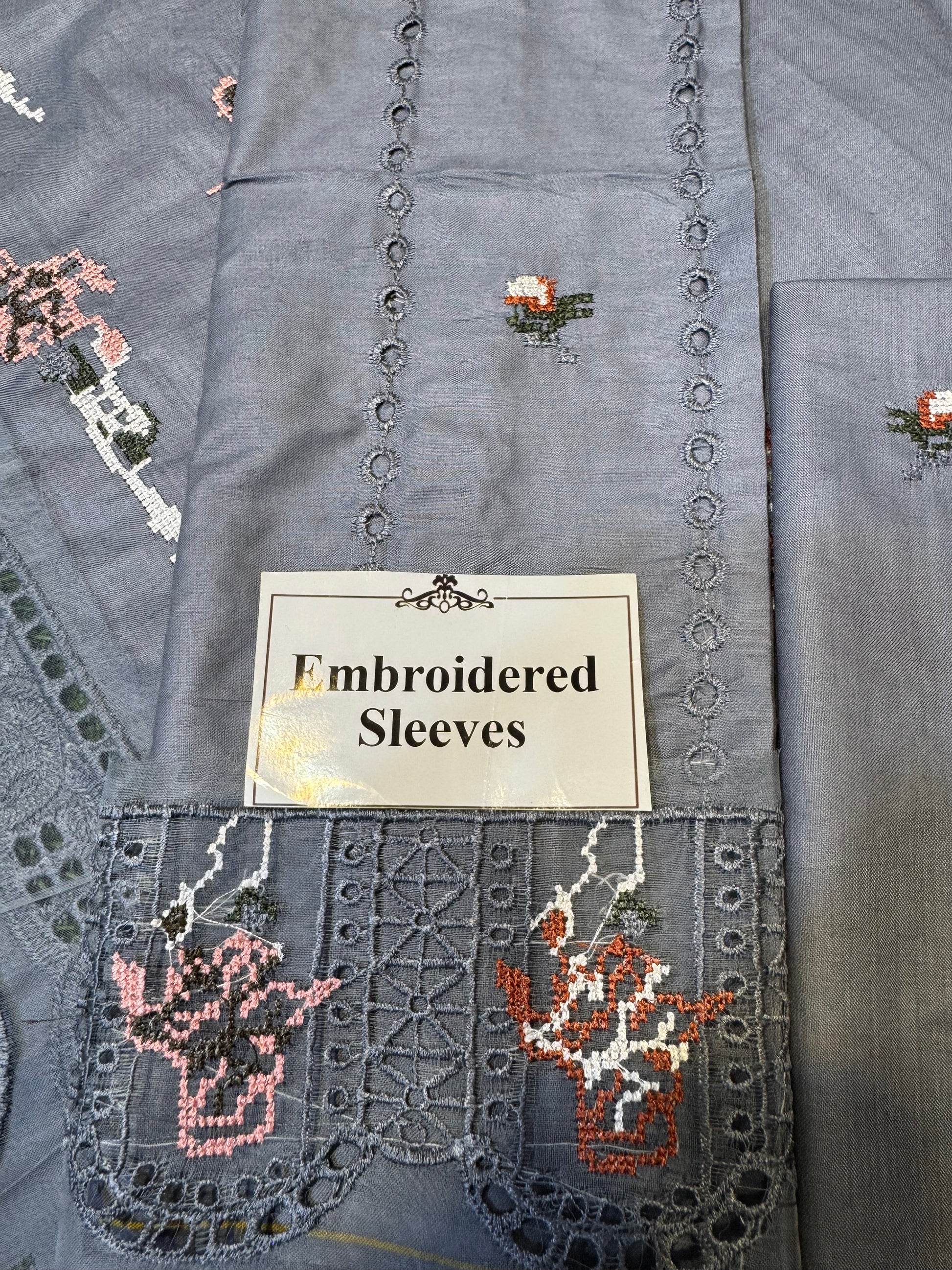 Chikankari Elegance – Soft Cotton 3Pc Suit with Embroidered Dupatta (Mint blue) - NZ COLLECTION