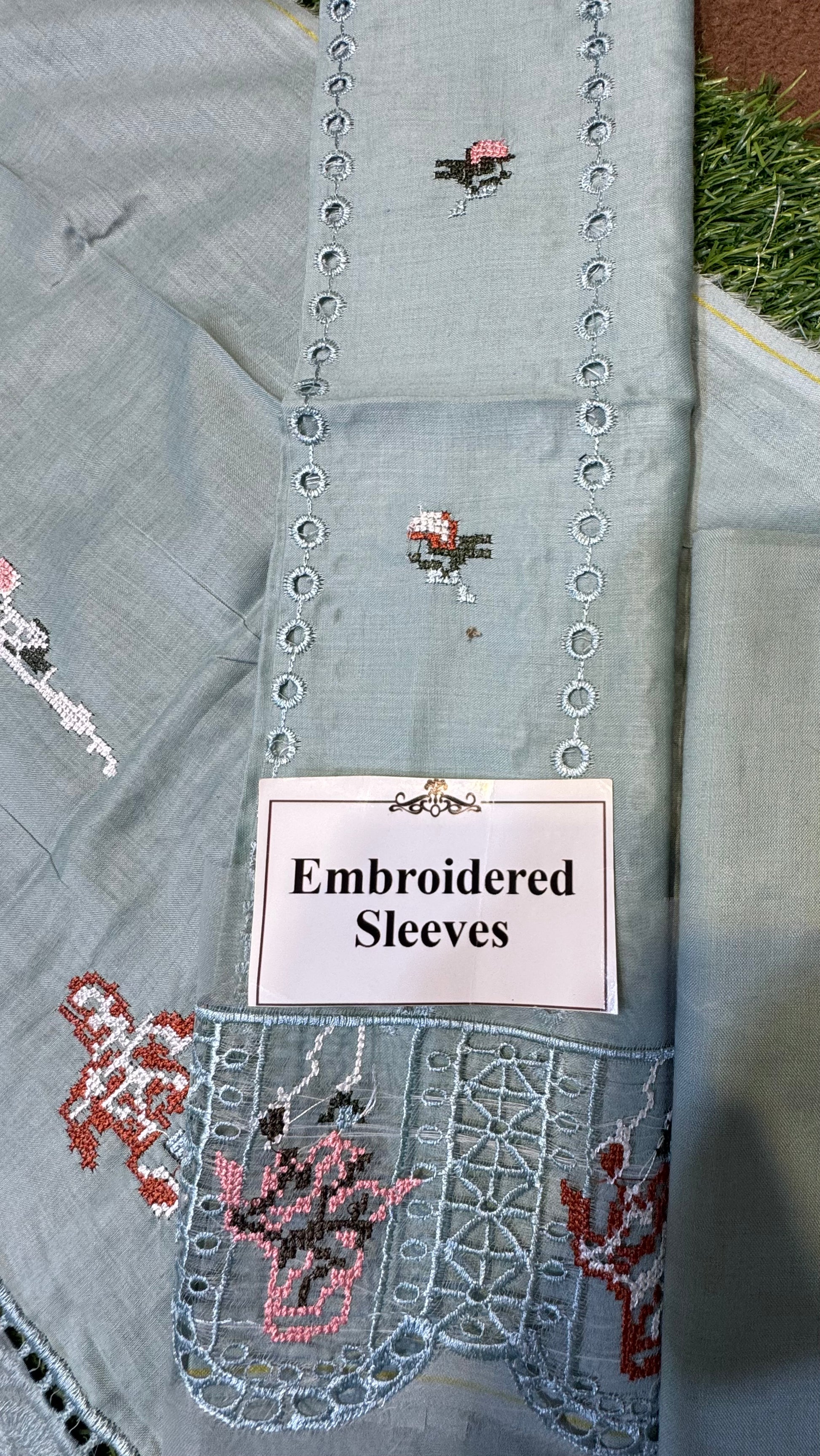 Chikankari Elegance – Soft Cotton 3Pc Suit with Embroidered Dupatta (Gray) - NZ COLLECTION