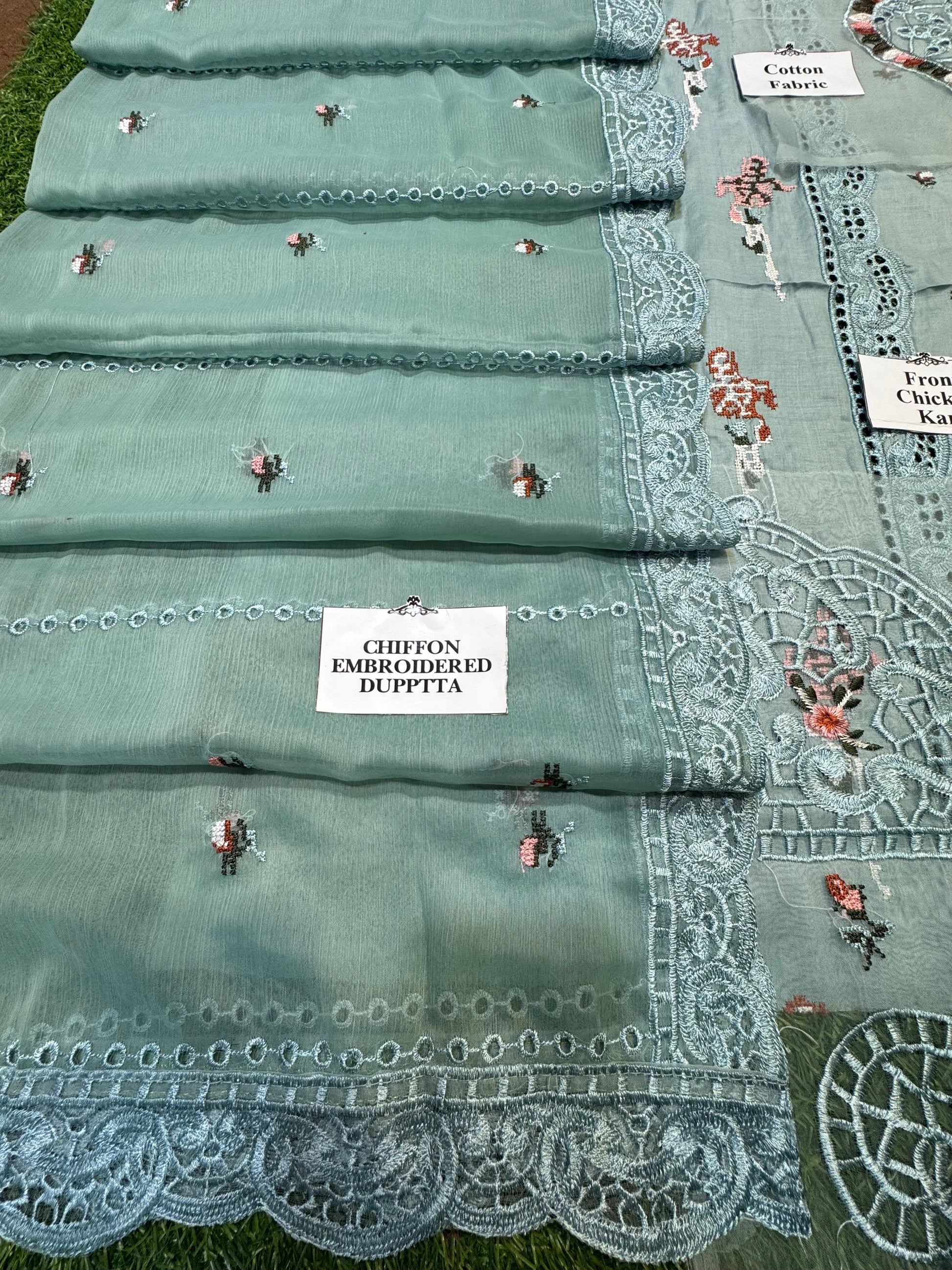 Chikankari Elegance – Soft Cotton 3Pc Suit with Embroidered Dupatta (Gray) - NZ COLLECTION