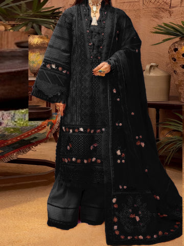 Luxury Chikankari Embroidered 3-Piece Suit with Chiffon Dupatta (Master Copy) Nz-340