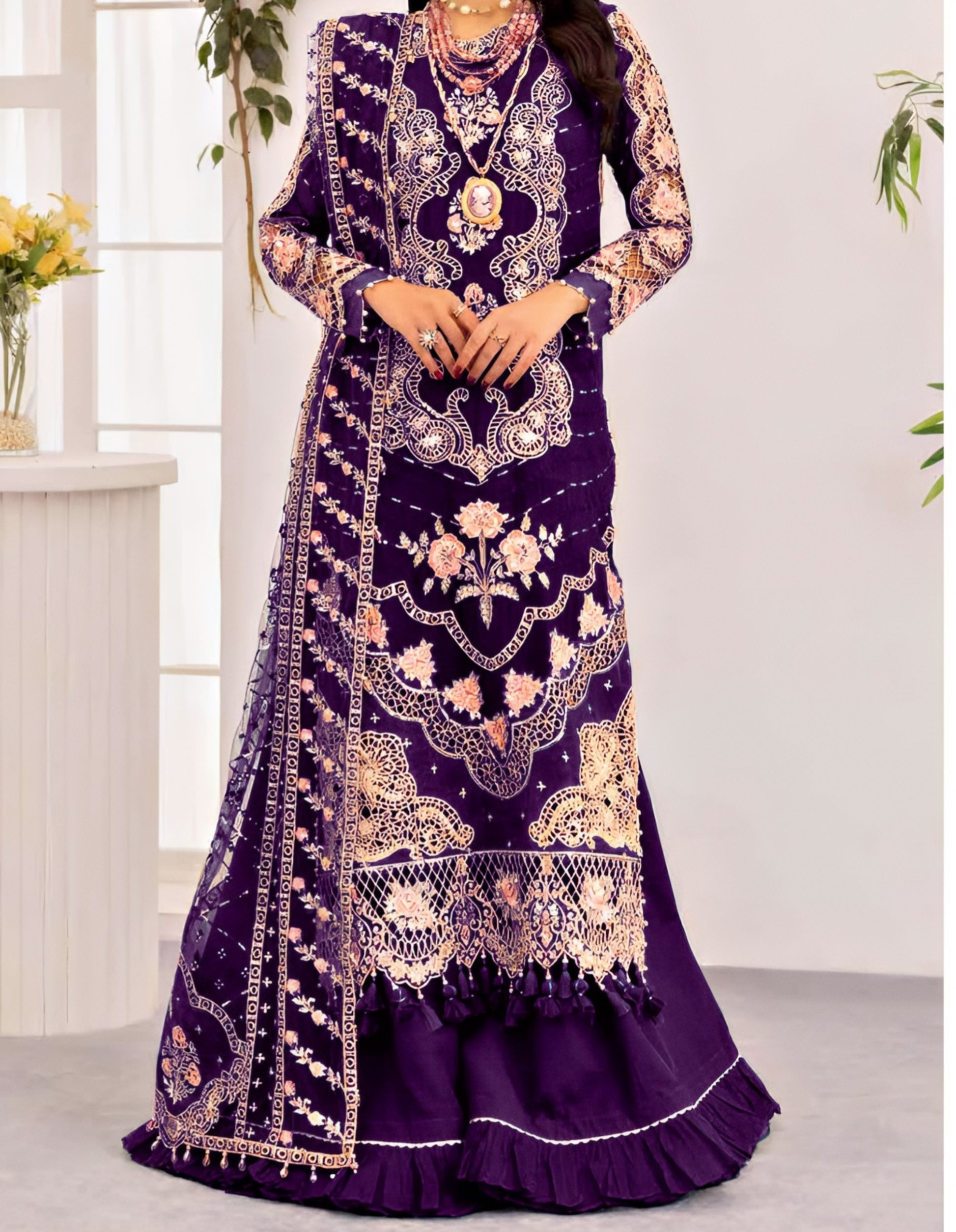 Maria.B Inspired Bareeza Cotton Suit – Premium Embroidered 3Pc by NZ Collection - NZ COLLECTION
