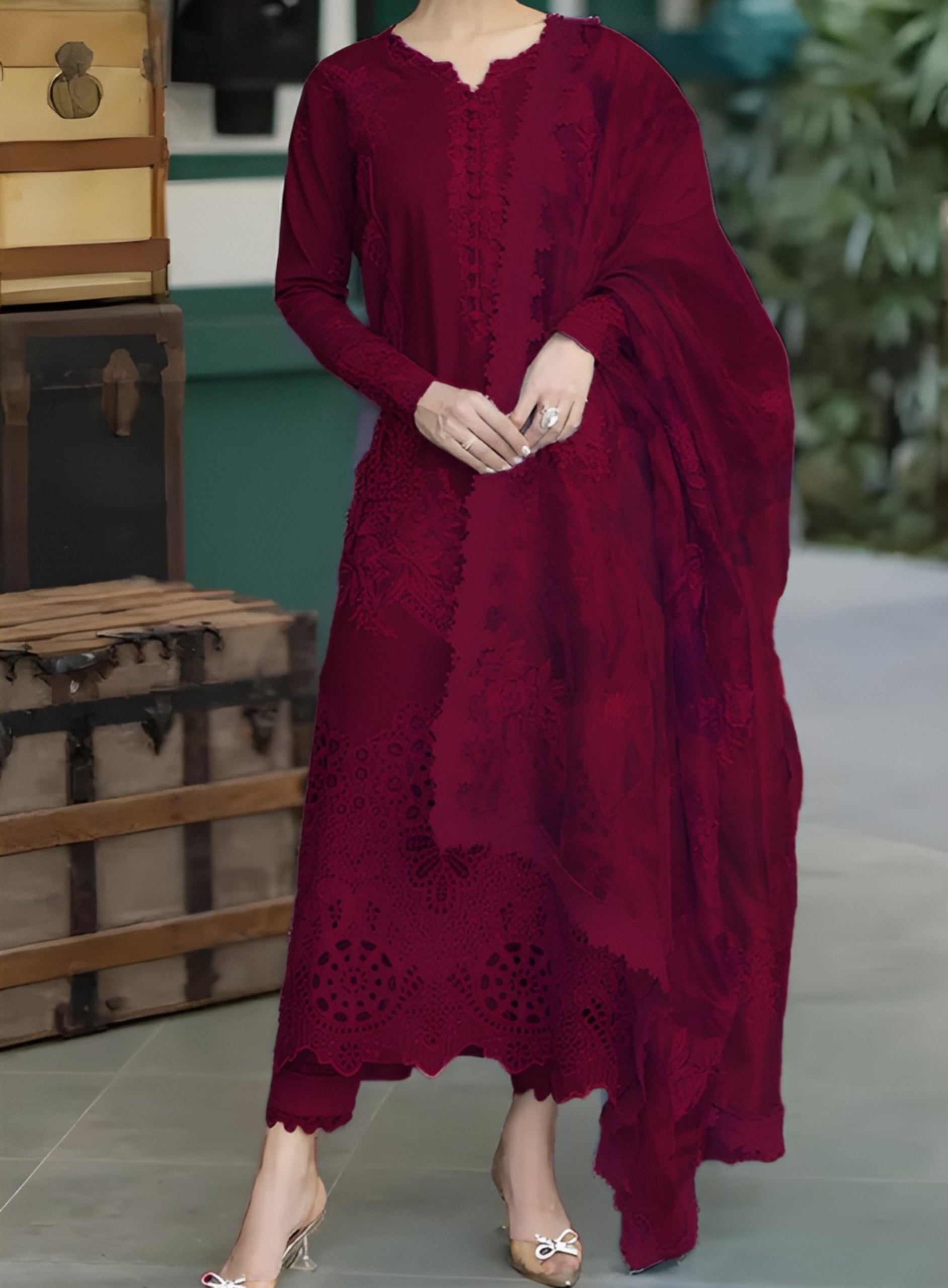 Elegant Summer Unstitched Cotton Suit – 3PC Embroidered Perfection - NZ COLLECTION