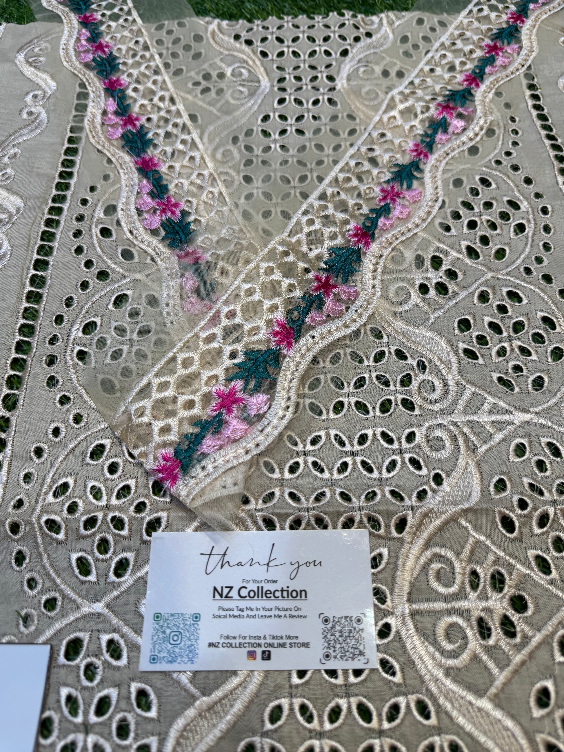 Elegant Summer Unstitched Cotton Suit – 3PC Embroidered Perfection - NZ COLLECTION