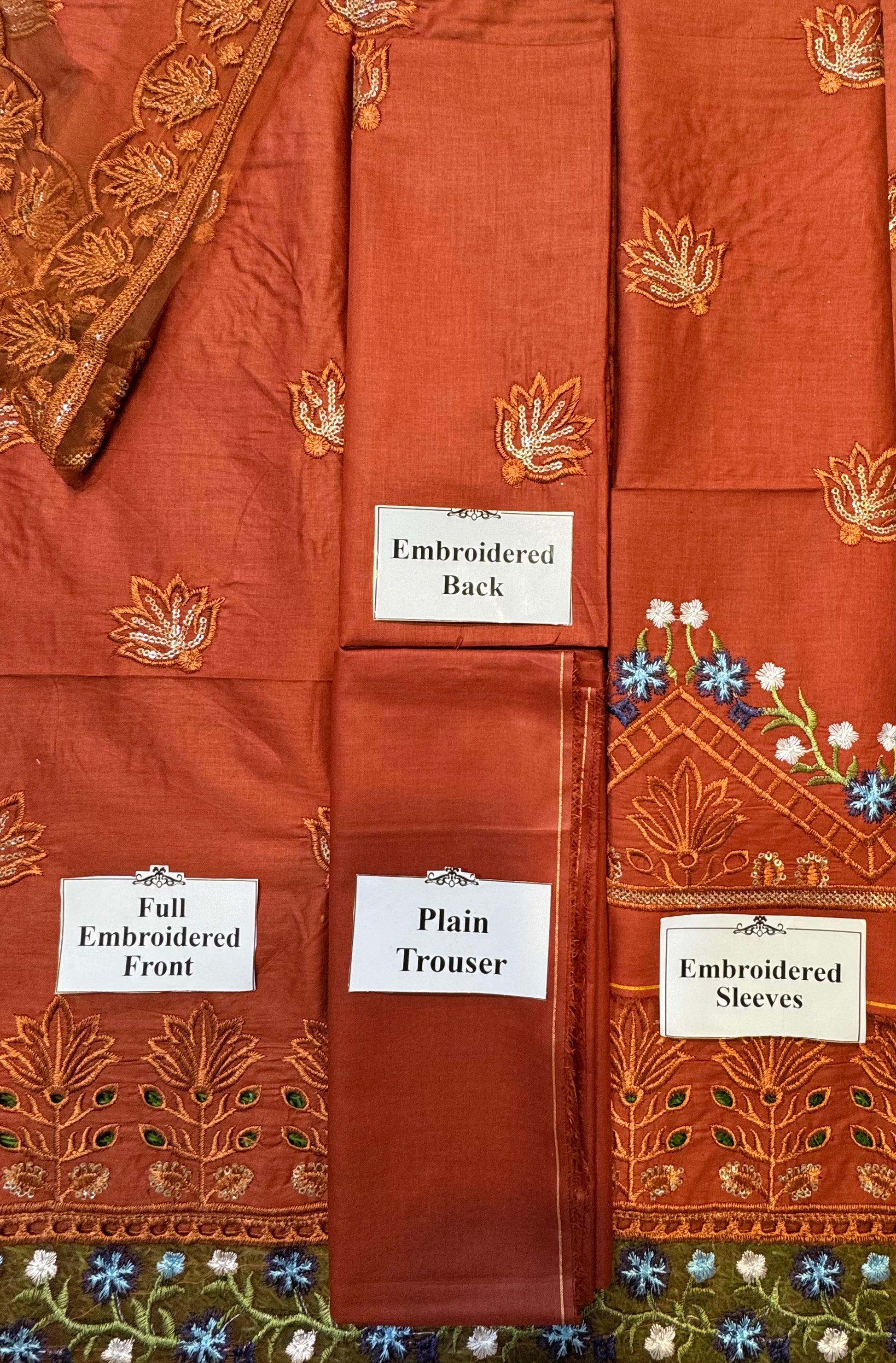 Elegant Summer Unstitched Cotton Suit – 3PC Embroidered Perfection - NZ COLLECTION