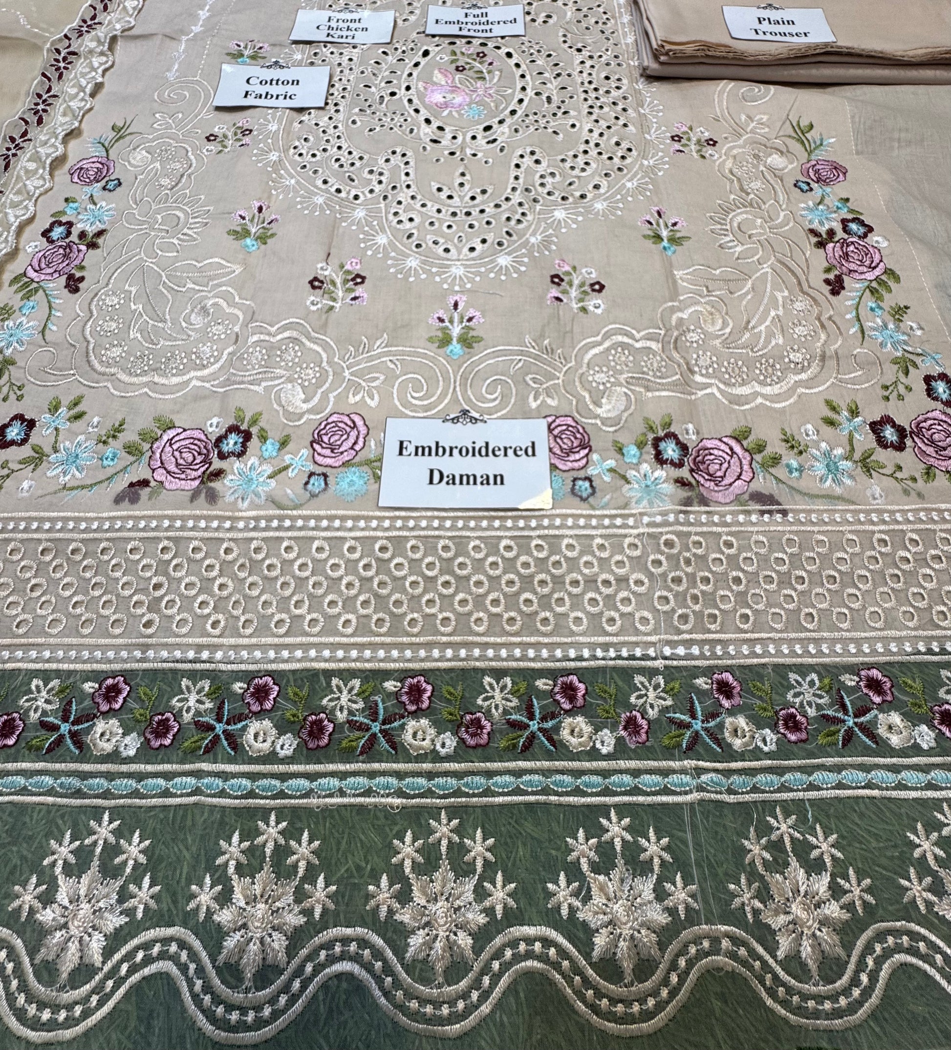 Elegant Summer Unstitched Cotton Suit – 3PC Embroidered Perfection - nz-330 - NZ COLLECTION