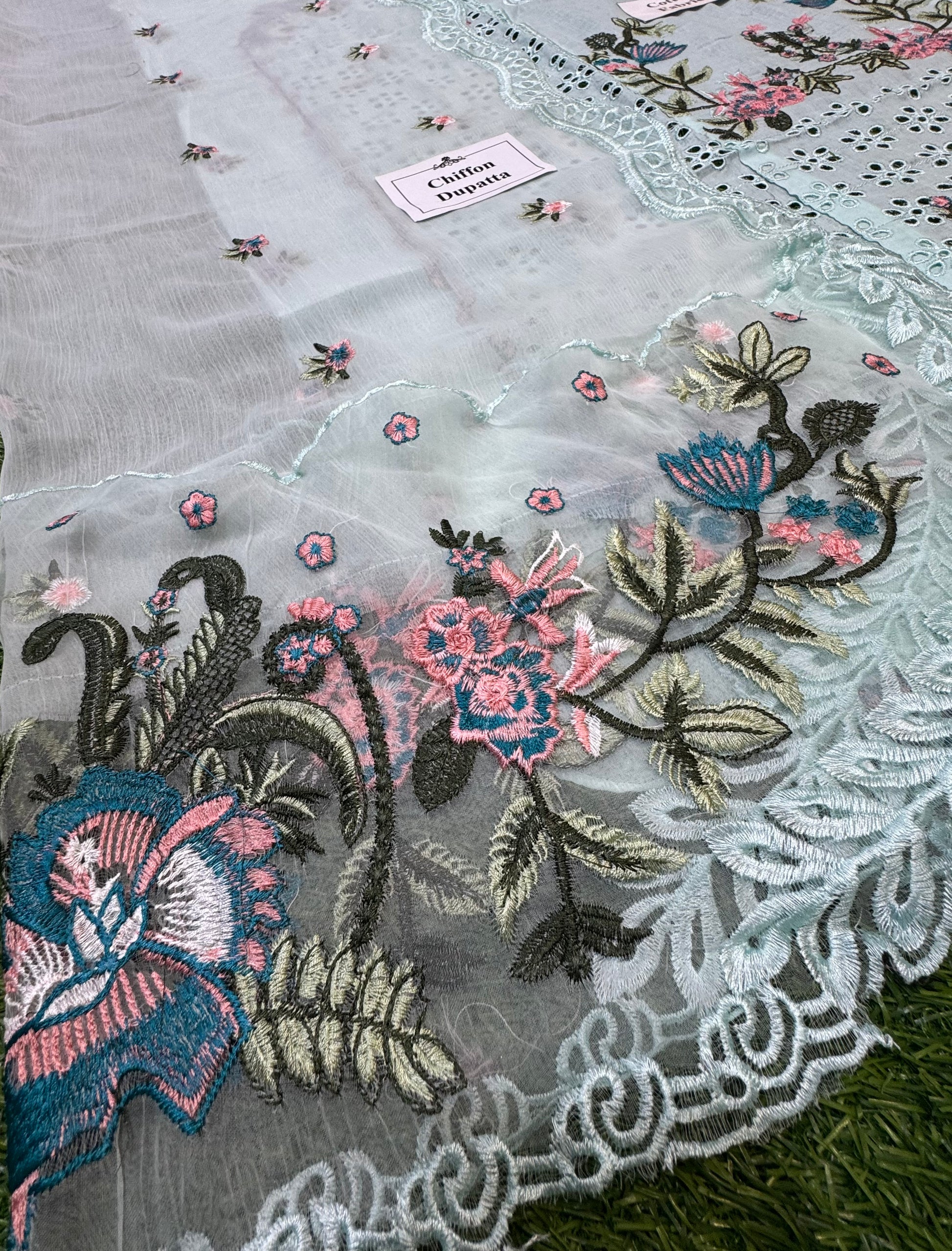 Premium Unstitched 3-Piece Cotton Suit – Chikankari Elegance - NZ COLLECTION