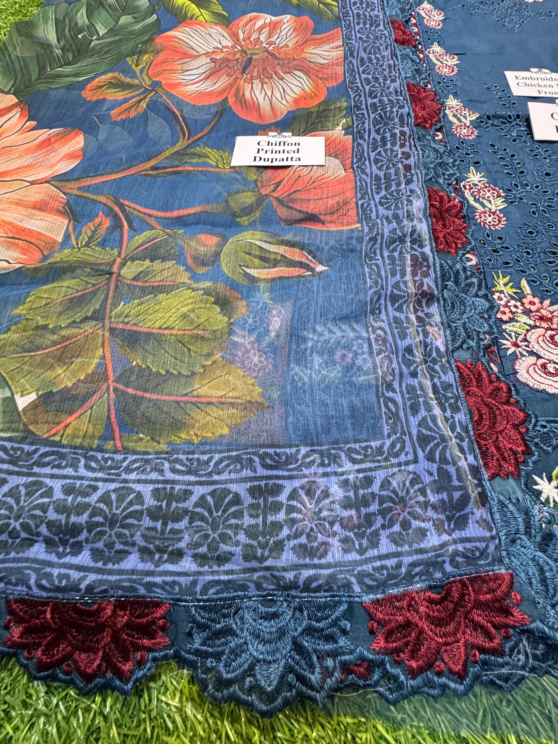 Premium Unstitched 3-Piece Cotton Suit – Chikankari Elegance - NZ COLLECTION