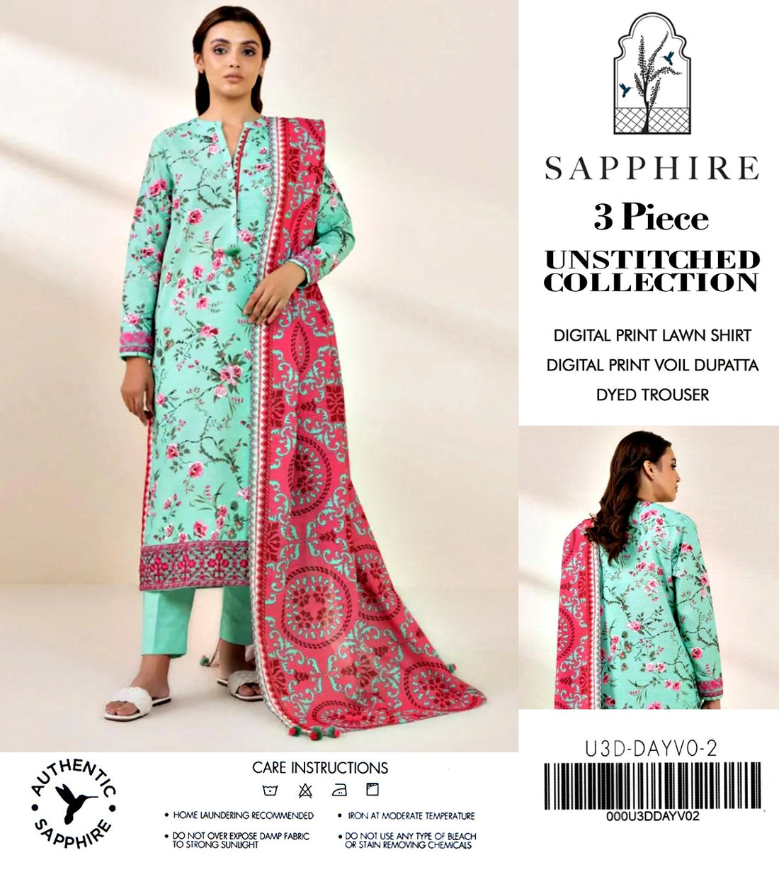 Sapphire by NZ Collection – Premium 3-Piece Lawn Suit (replica) - NZ COLLECTION