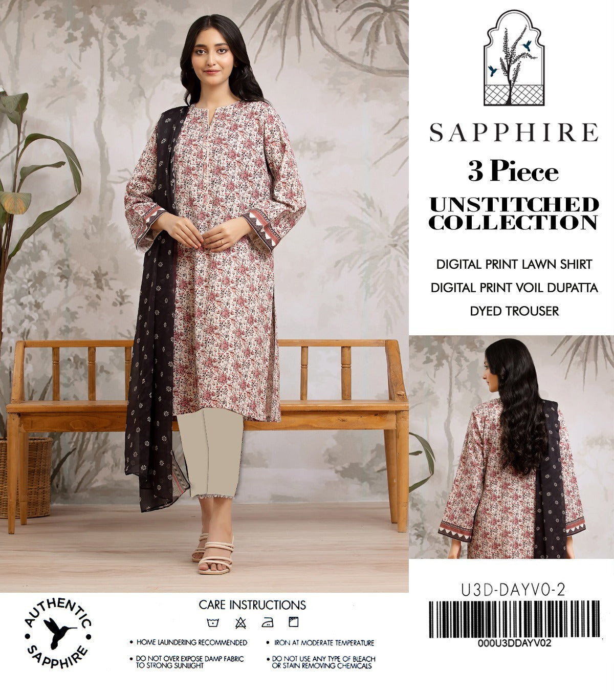 Sapphire by NZ Collection – Premium 3-Piece Lawn Suit (replica) - NZ COLLECTION