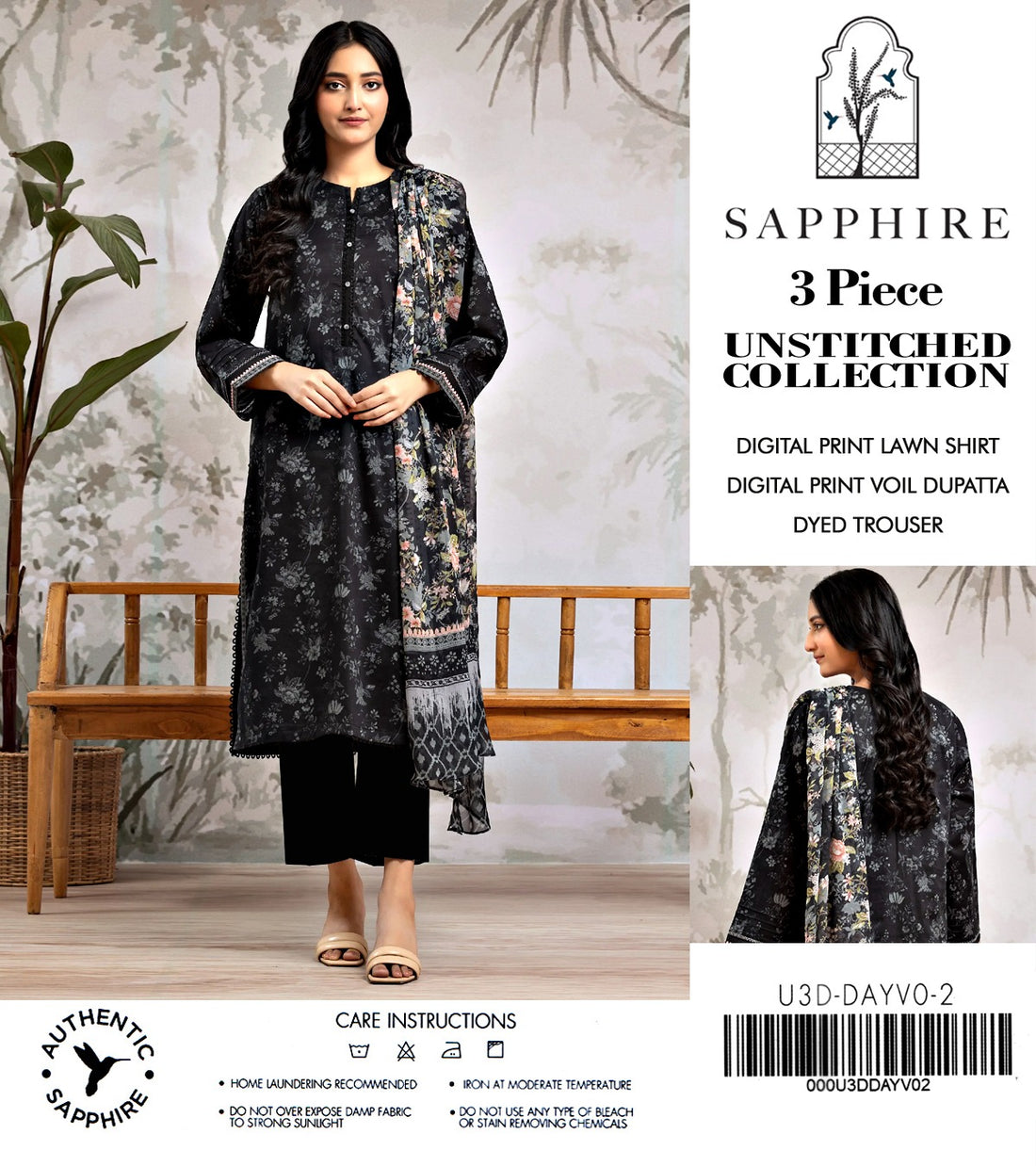 Sapphire by NZ Collection – Premium 3-Piece Lawn Suit (replica) - NZ COLLECTION