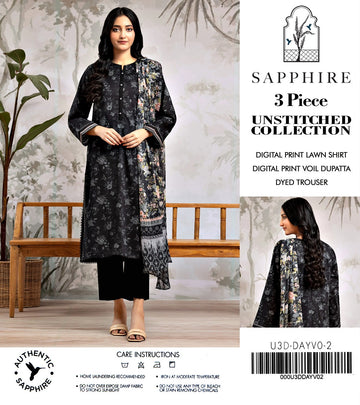 Sapphire by NZ Collection – Premium 3-Piece Lawn Suit (replica)
