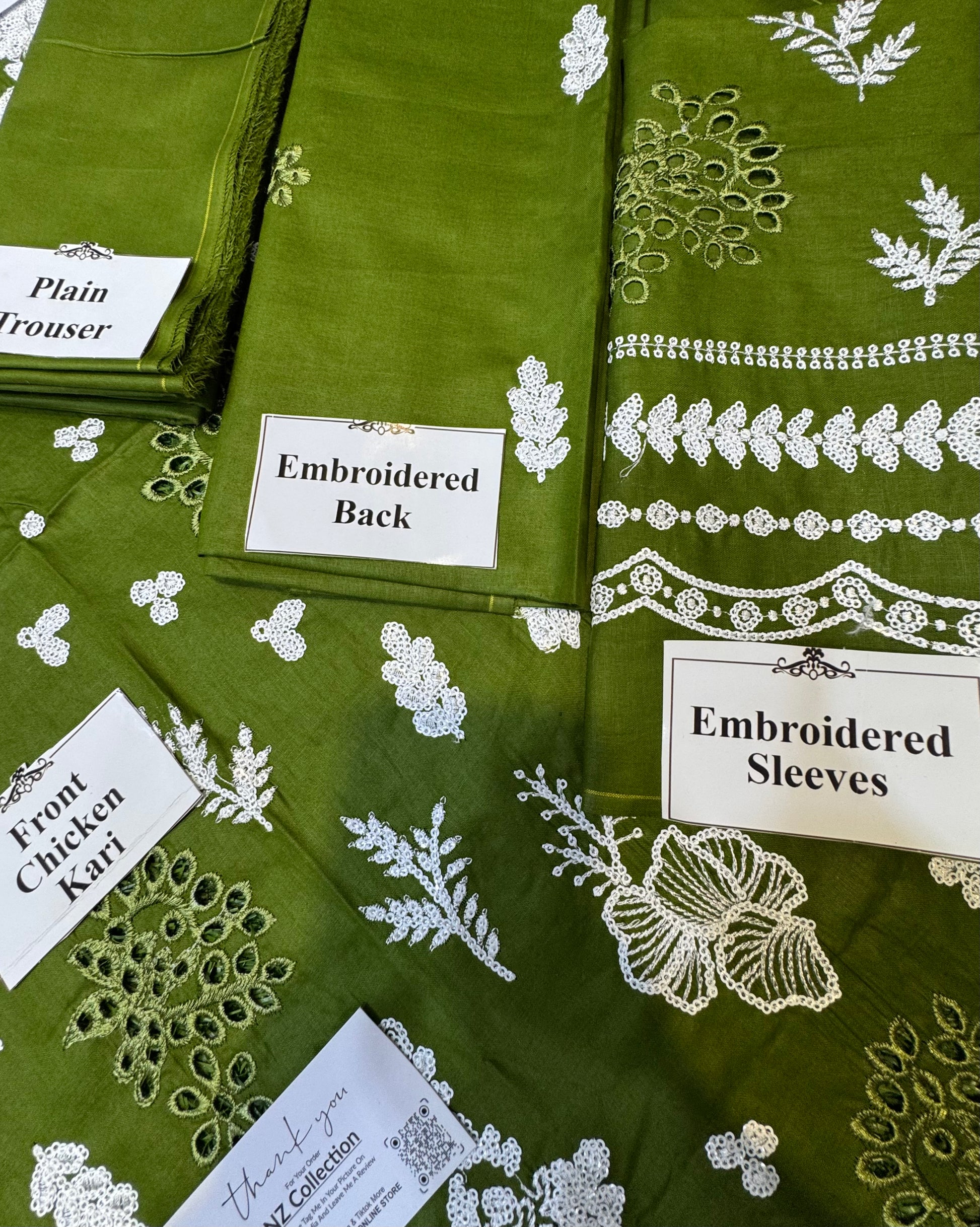 Elegant Summer Unstitched Cotton Suit – 3PC Embroidered Perfection - NZ COLLECTION