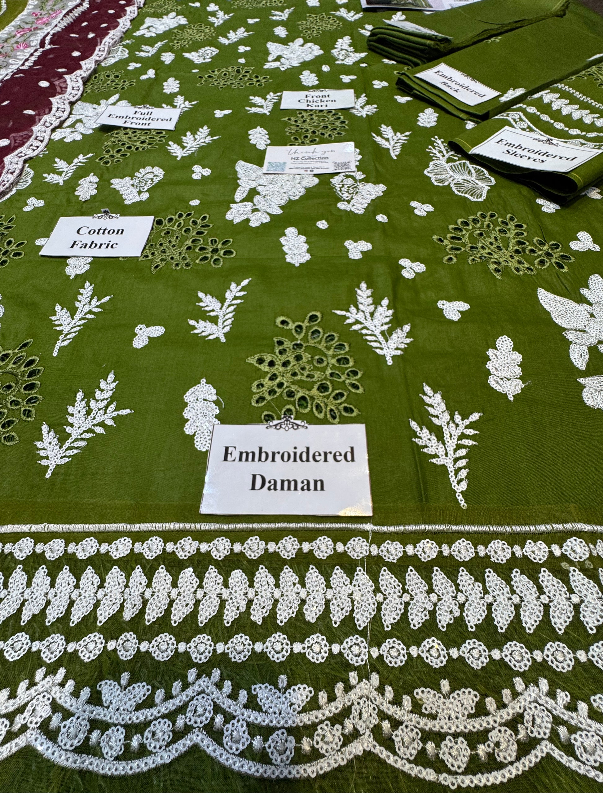 Elegant Summer Unstitched Cotton Suit – 3PC Embroidered Perfection - NZ COLLECTION