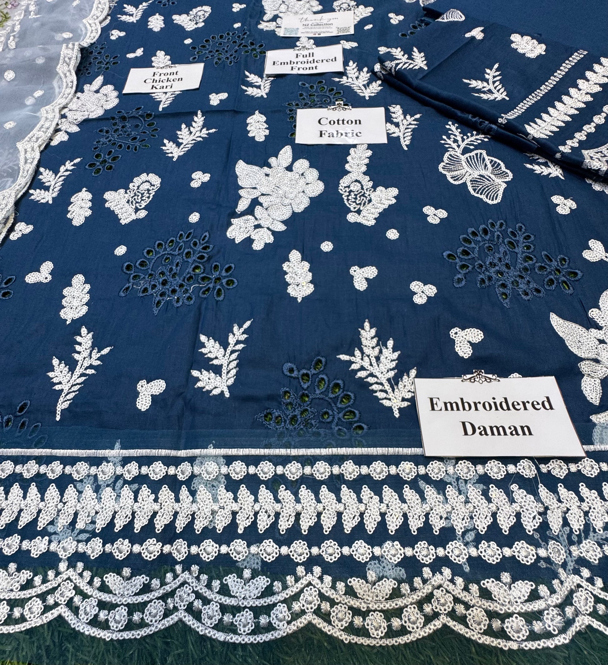 Elegant Summer Unstitched Cotton Suit – 3PC Embroidered Perfection - NZ COLLECTION