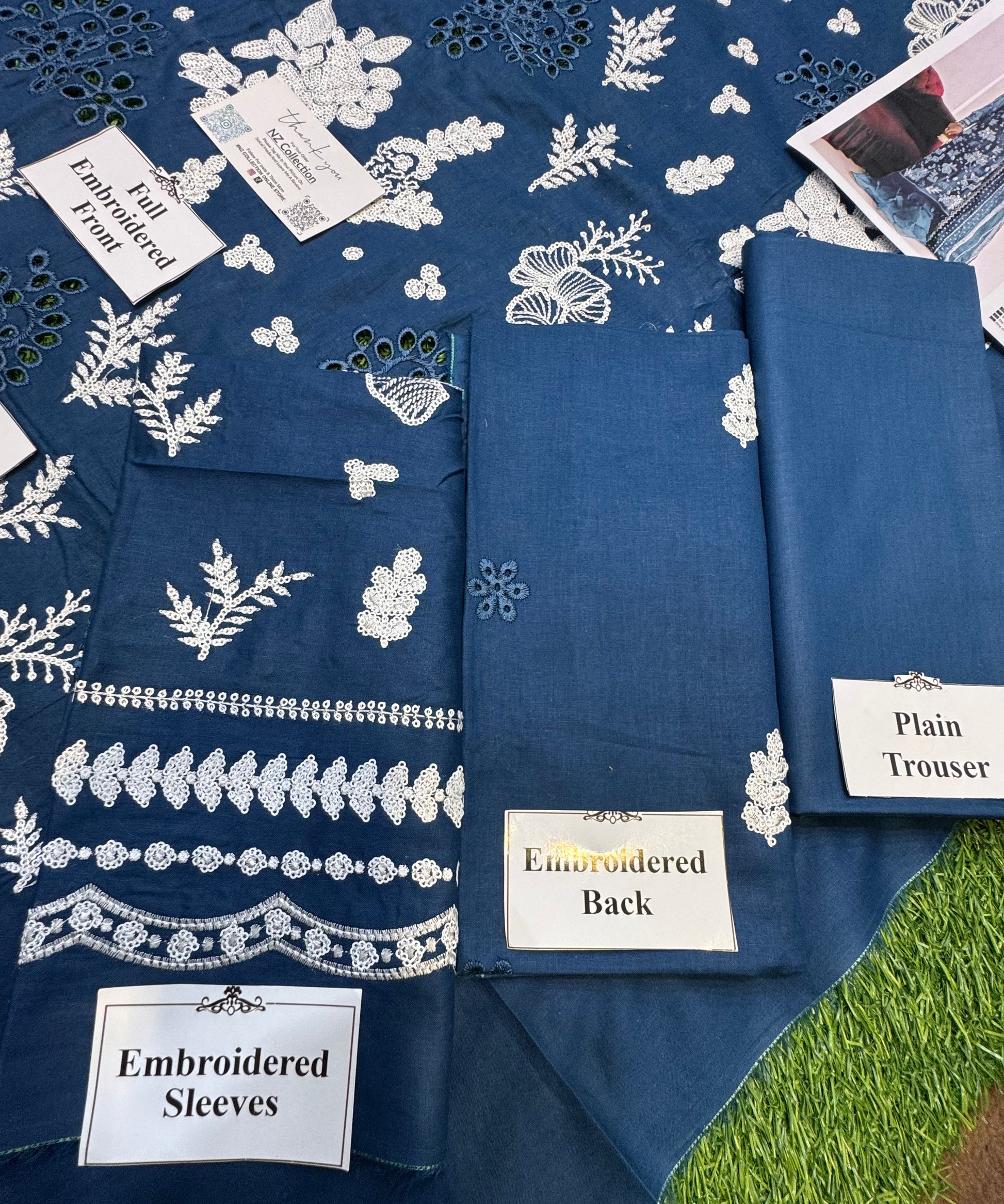 Elegant Summer Unstitched Cotton Suit – 3PC Embroidered Perfection - NZ COLLECTION