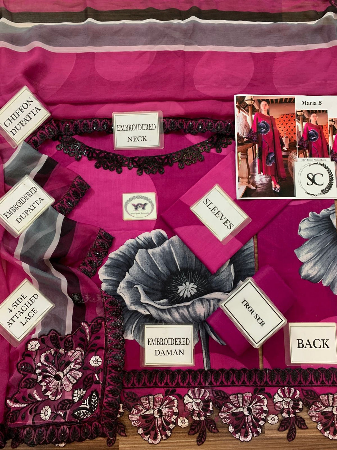 Maria B Hit Code colour 1 With Ready To Wear Dupatta