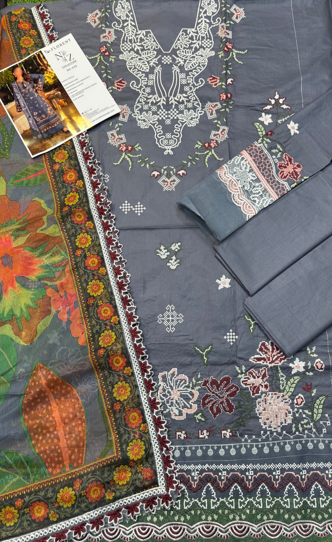 Viral Florent 3 piece Unstitch Article With Ready To Wear Dupatta