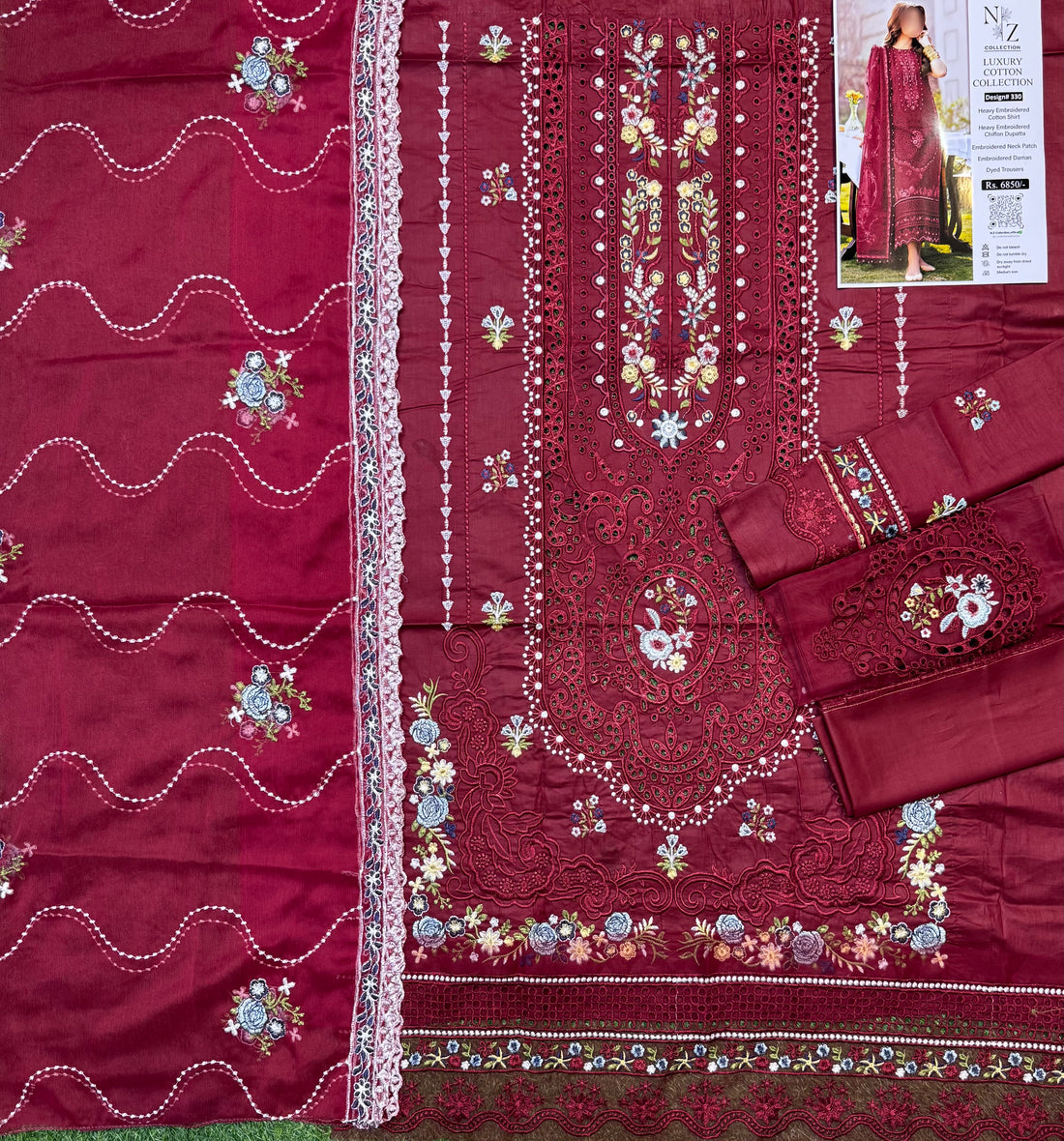 Maroon Gujrati Chikankari Dress
