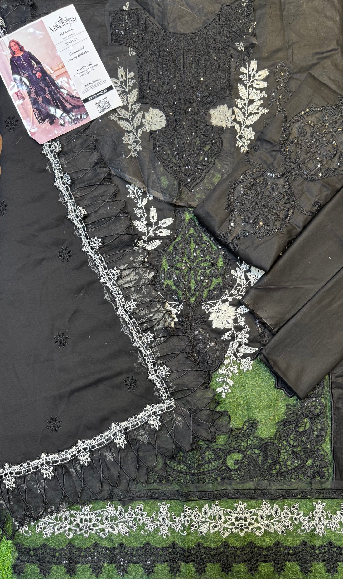 Maria B Luxury Black Article with Ready to Wear Dupatta