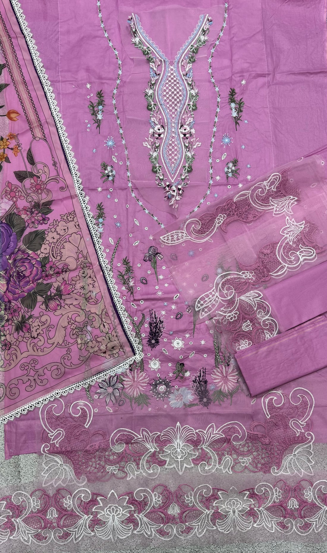 Mushq Luxury Cotton Dress With Ready To Wear Silk Dupatta