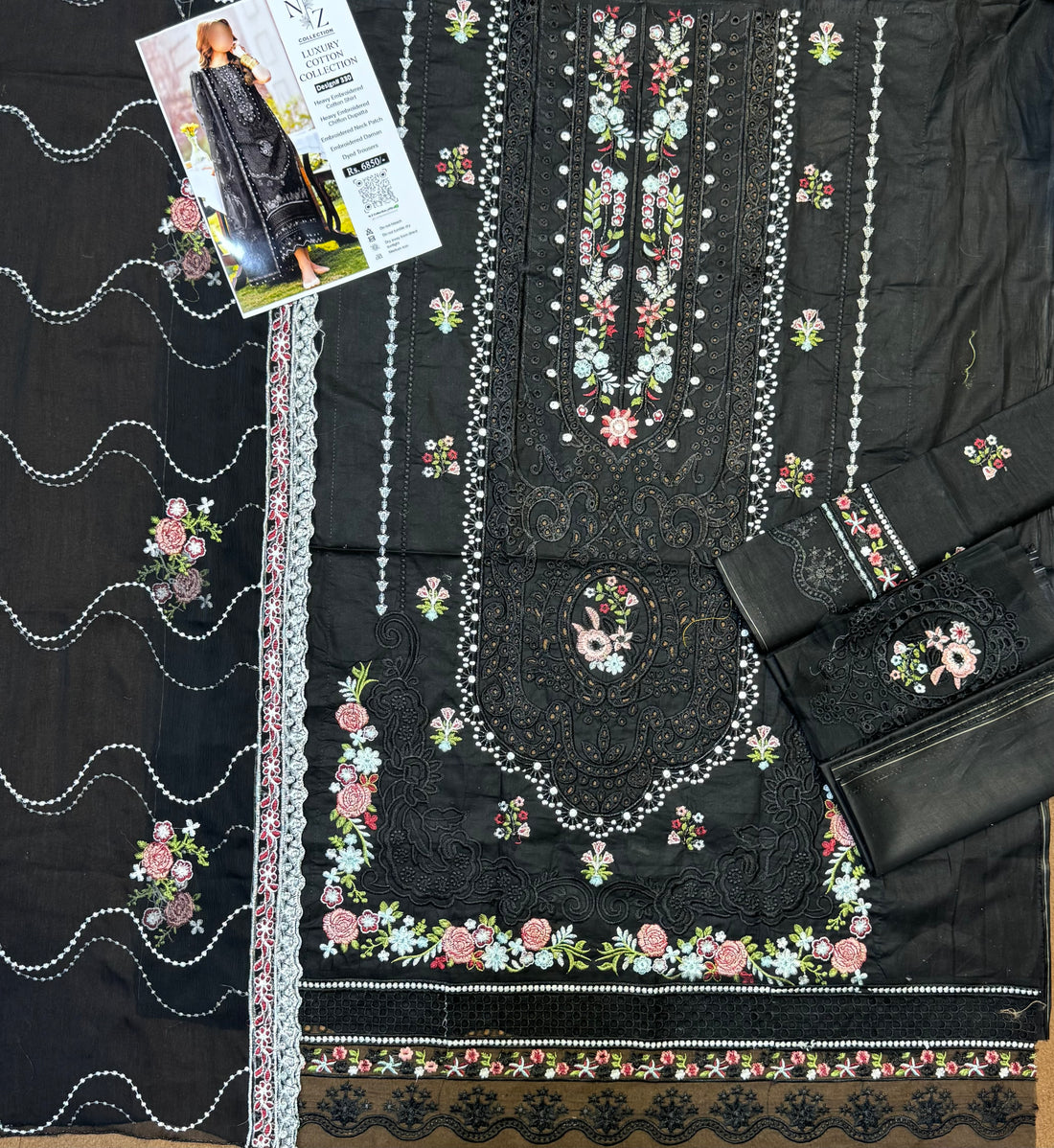 Viral Bin Ilyas 3pcs Unstitch Lawn Cotton Dress
