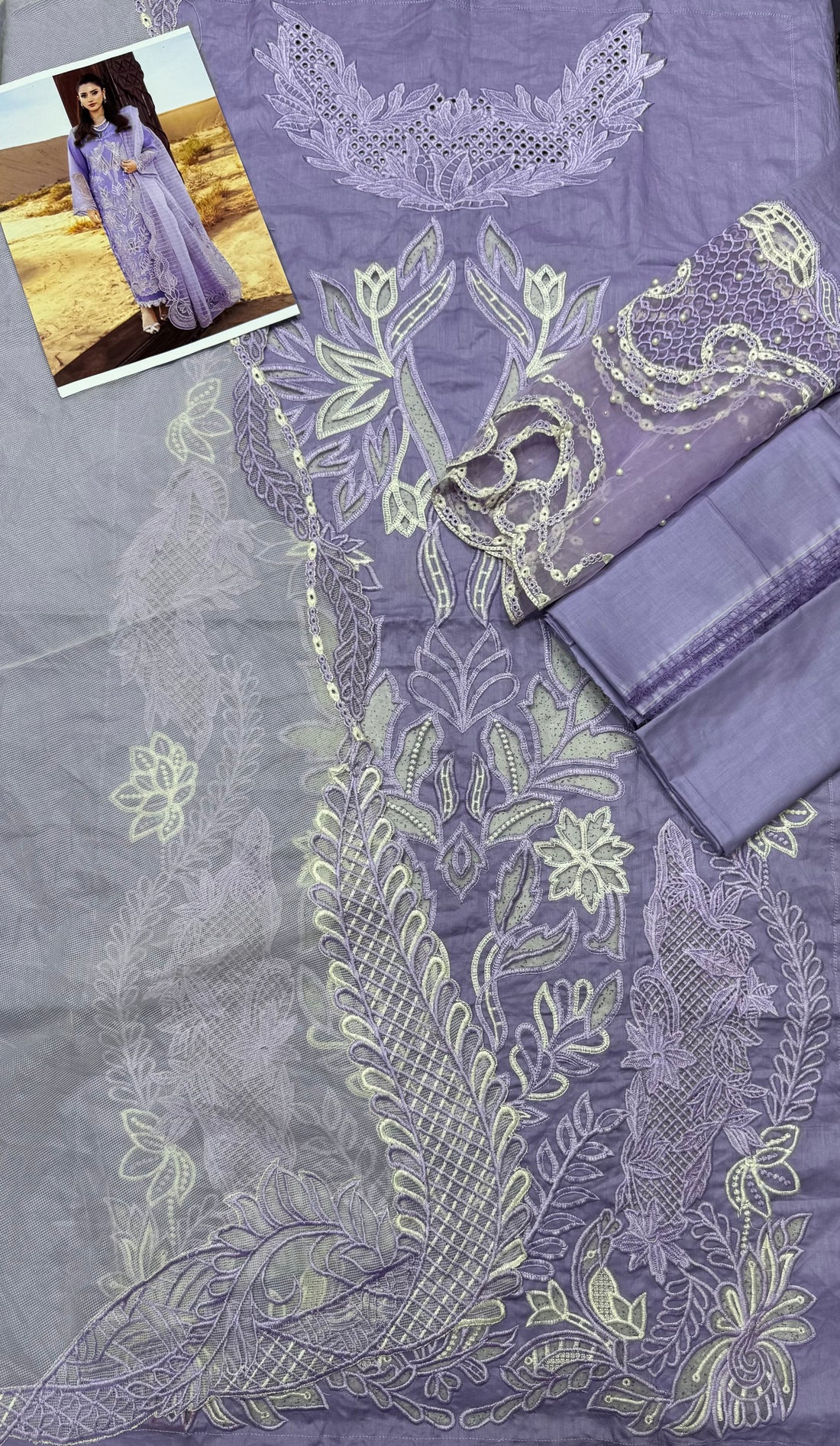 Luxury Rang Rasia Cotton Dress With Ready To Wear Net Dupatta