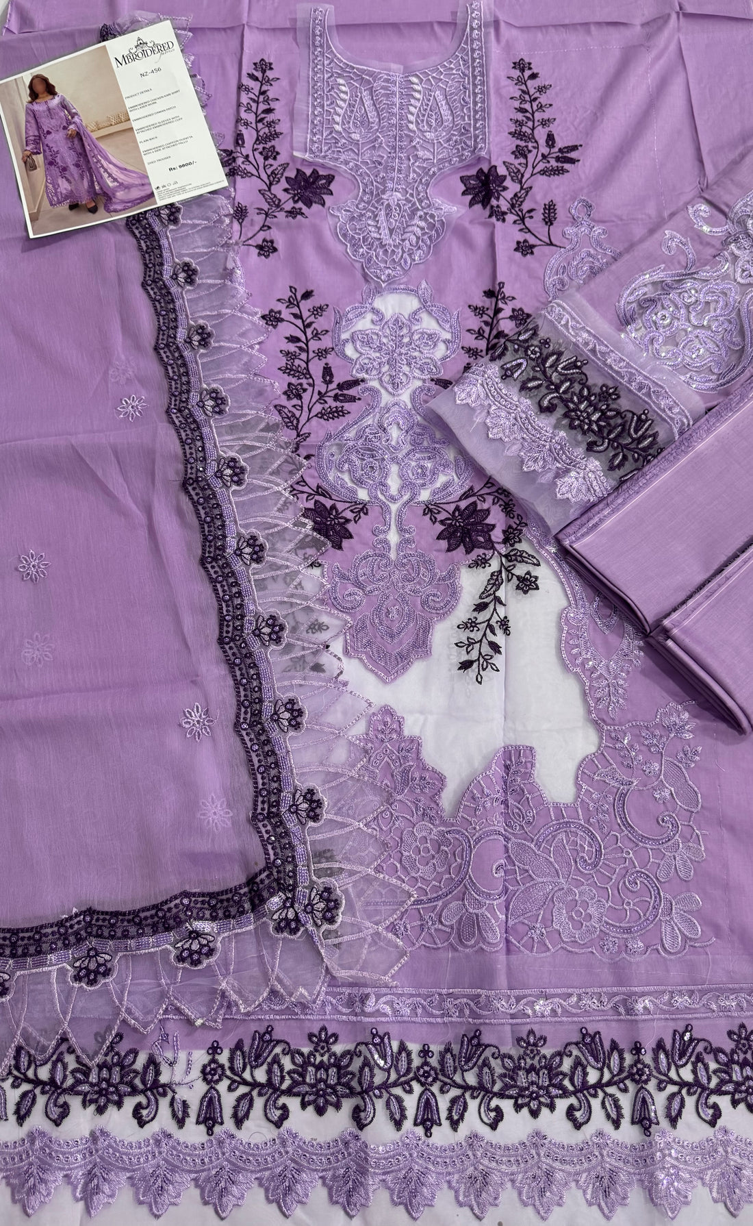 Luxury Maria.B Lawn Cotton Dress With Ready To Wear Dupatta,