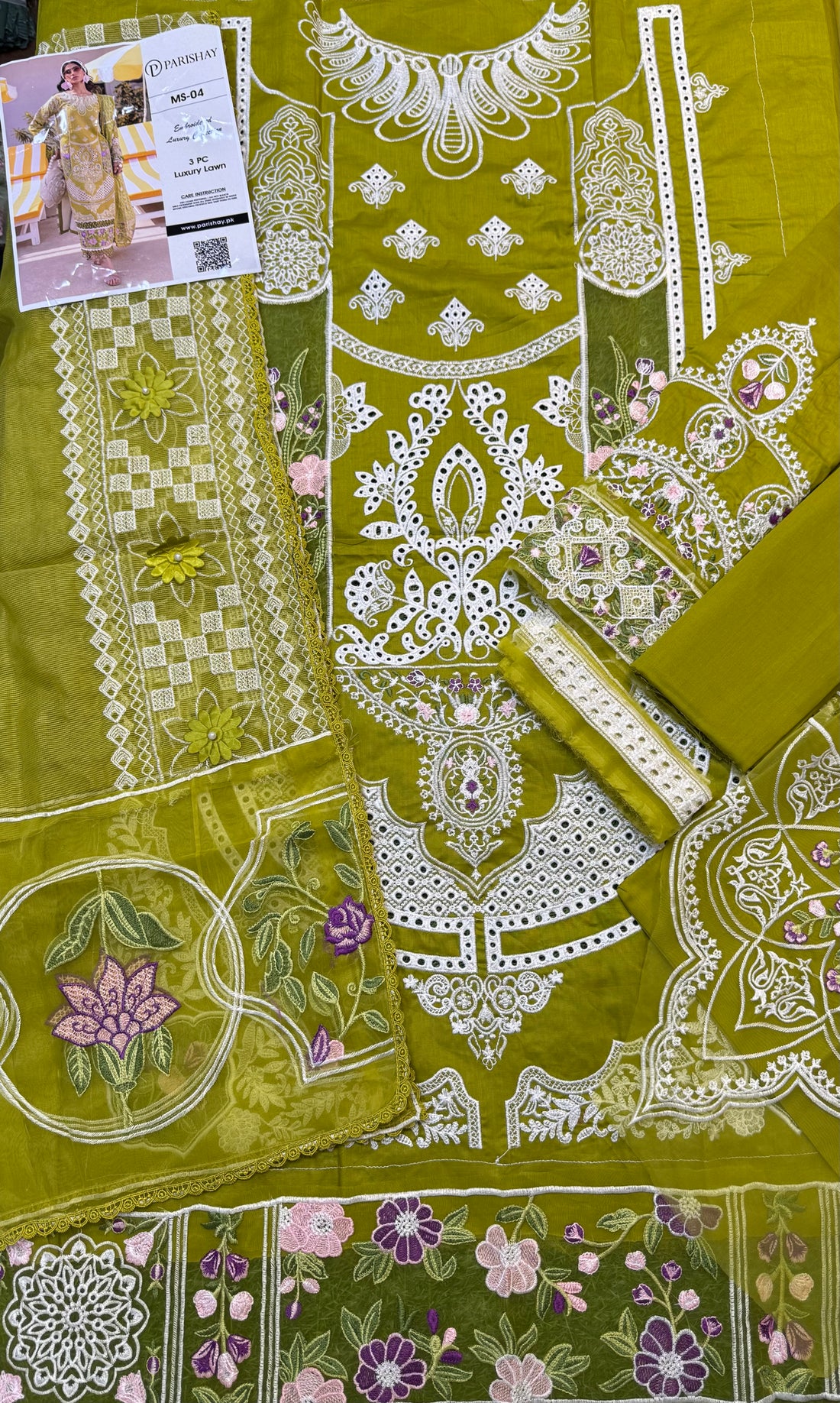 Parishay Viral 3pcs Unstitch Article, Lawn Stuff With Ready To Wear Dupatta