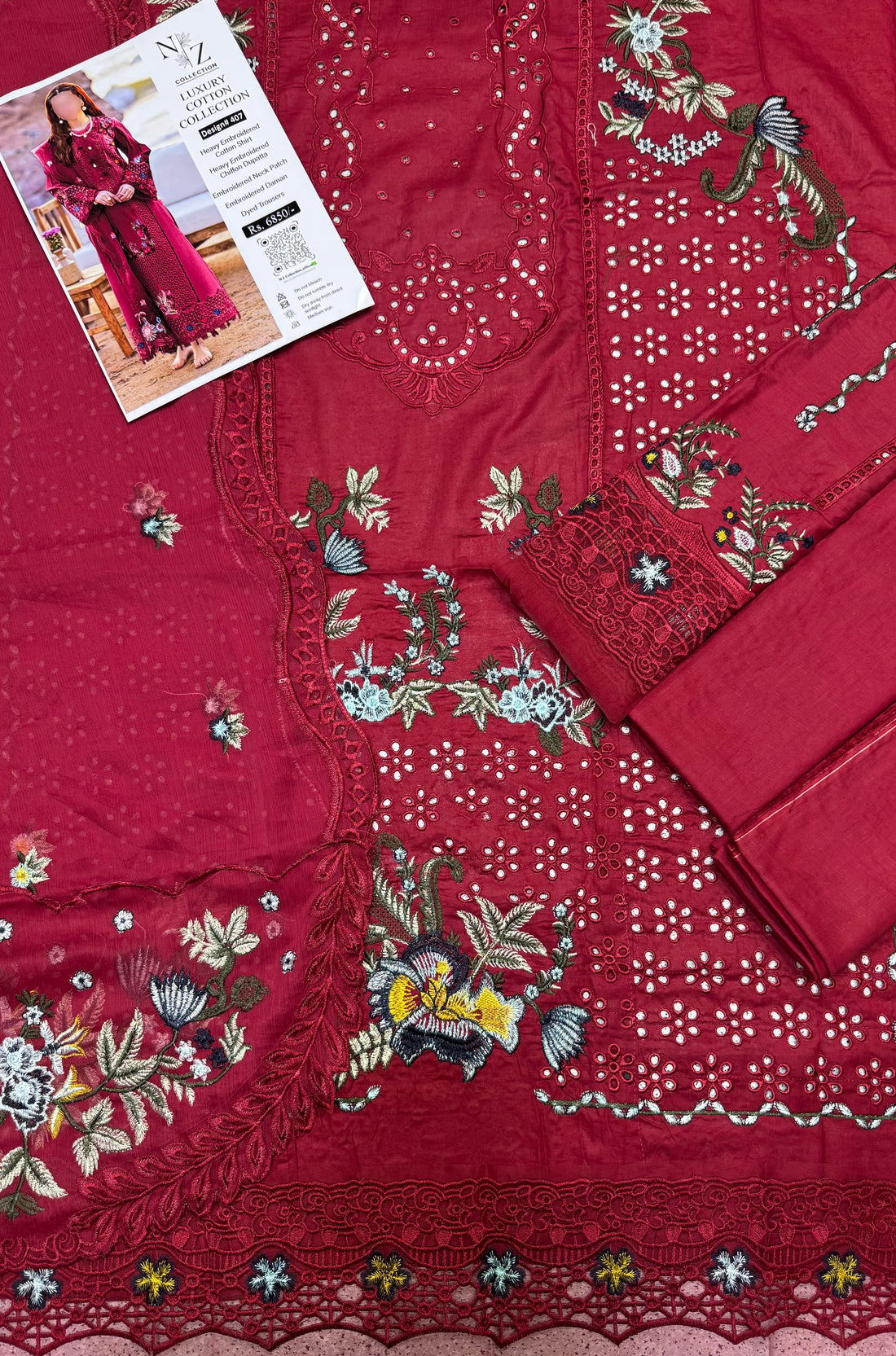 Viral chikenkari dress with ready to wear dupatta