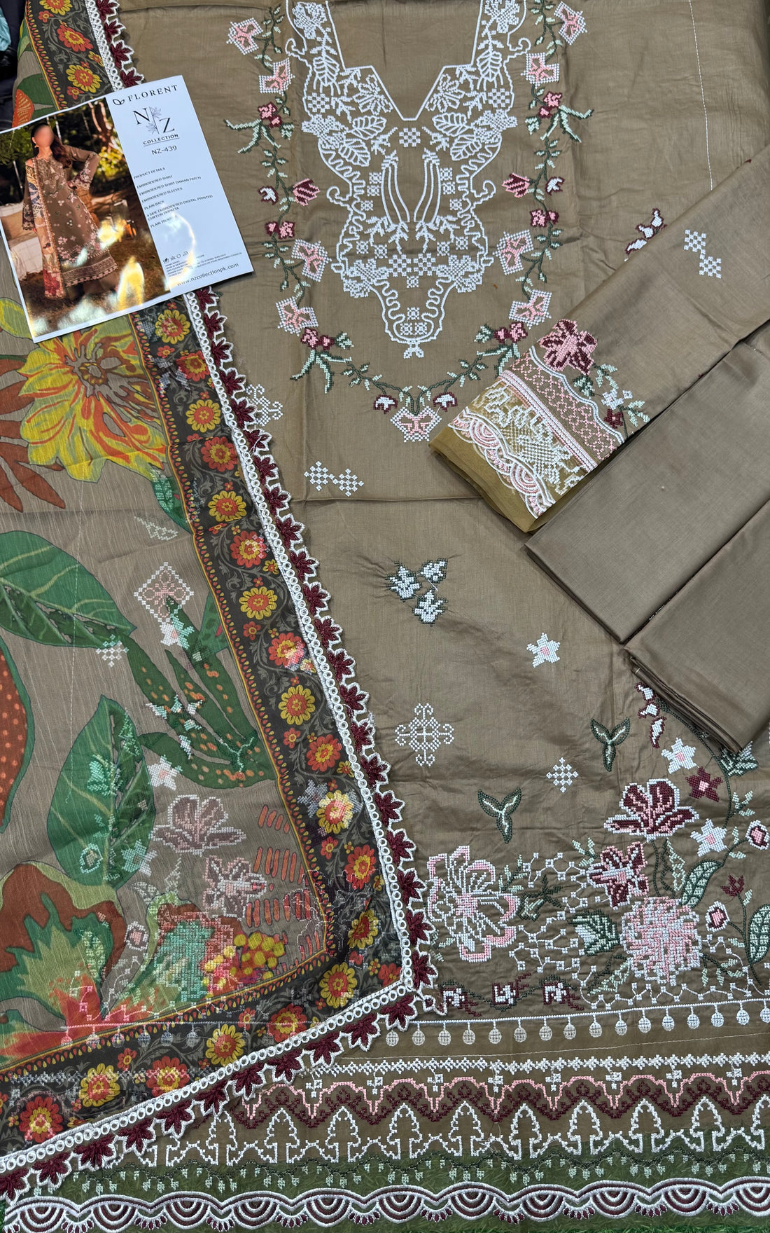 Viral Florent 3 piece Unstitch Article With Ready To Wear Dupatta