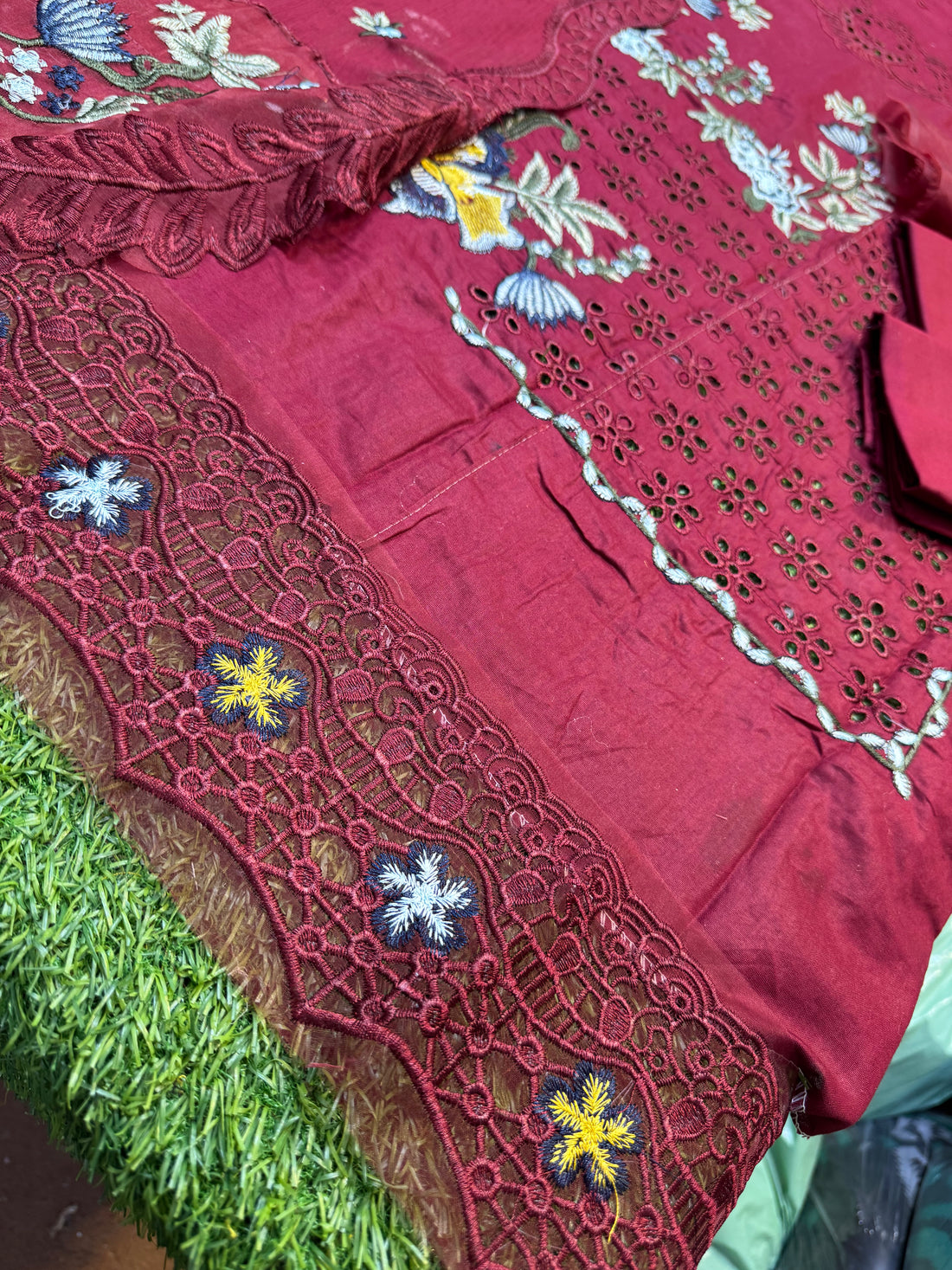 Viral chikenkari dress with ready to wear dupatta