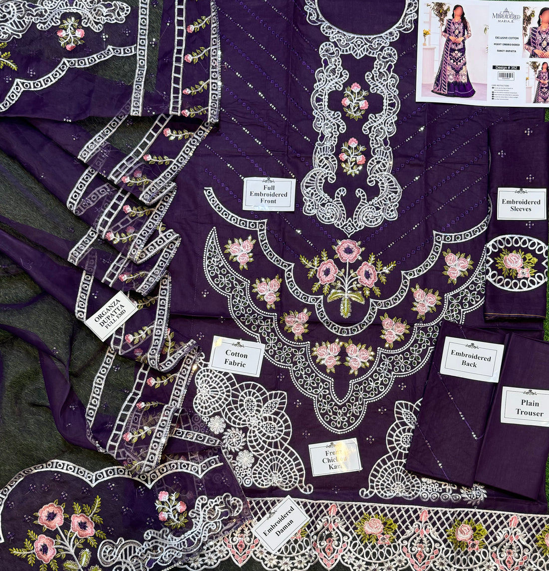Maria.B Inspired Bareeza Cotton Suit – Premium Embroidered 3Pc by NZ Collection
