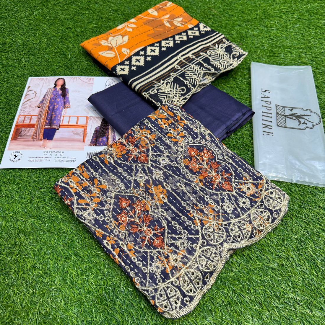 Sapphire by NZ Collection – Premium 3-Piece Lawn Suit (replica)