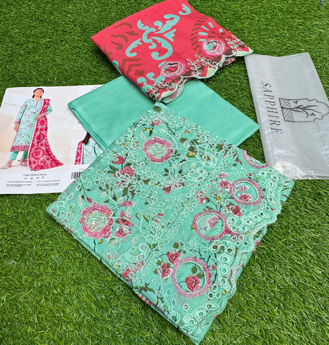 Sapphire by NZ Collection – Premium 3-Piece Lawn Suit (replica)