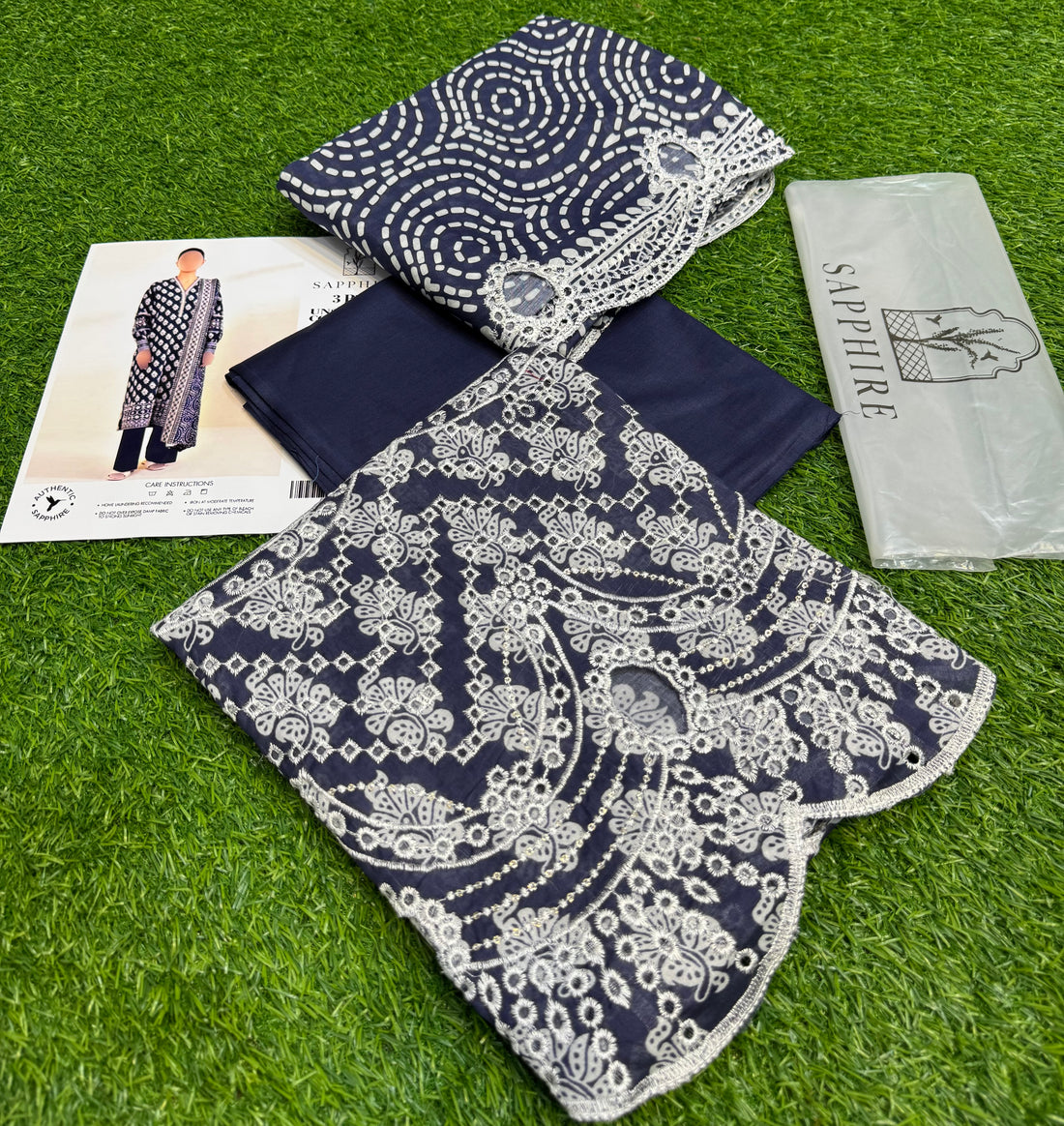 Sapphire by NZ Collection – Premium 3-Piece Lawn Suit (replica)