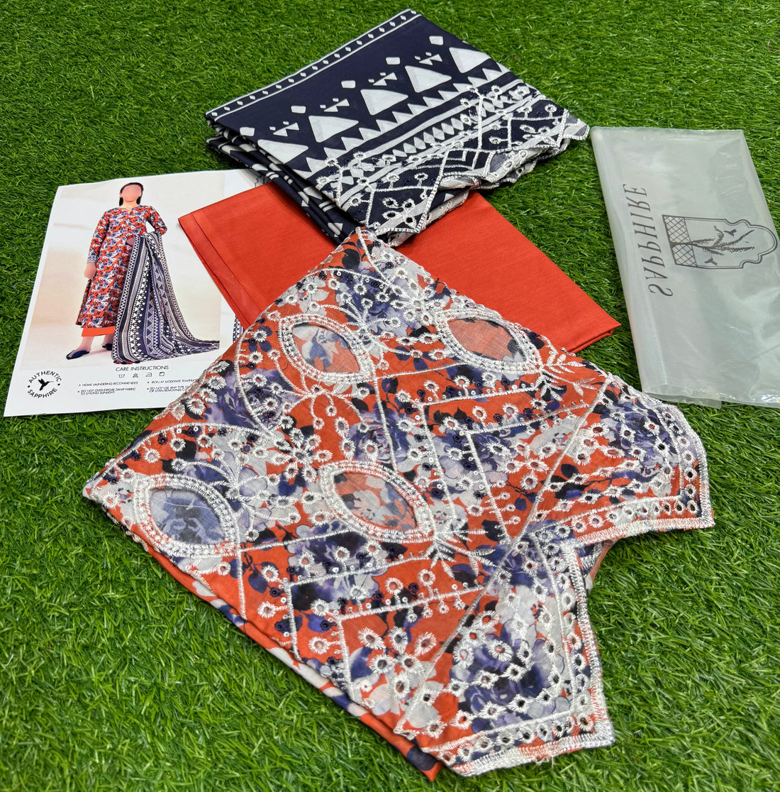 Sapphire by NZ Collection – Premium 3-Piece Lawn Suit (replica)