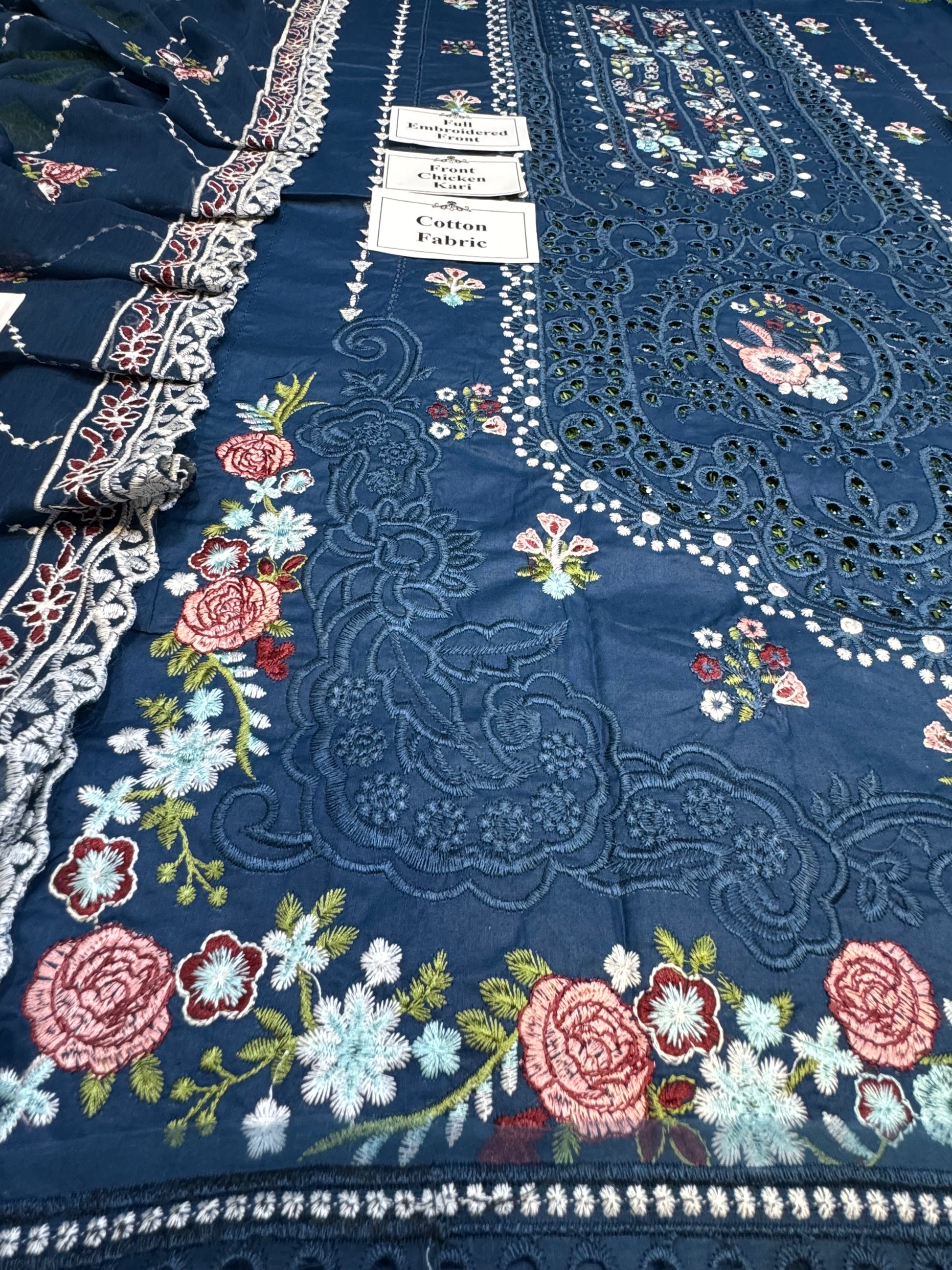 Elegant Summer Unstitched Cotton Suit – 3PC Embroidered Perfection - nz-330 - NZ COLLECTION