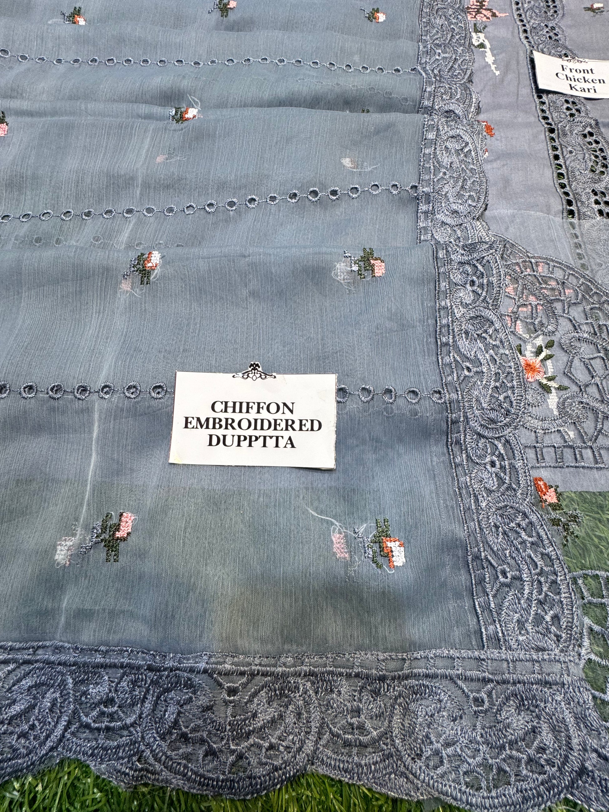 Chikankari Elegance – Soft Cotton 3Pc Suit with Embroidered Dupatta (Mint blue) - NZ COLLECTION