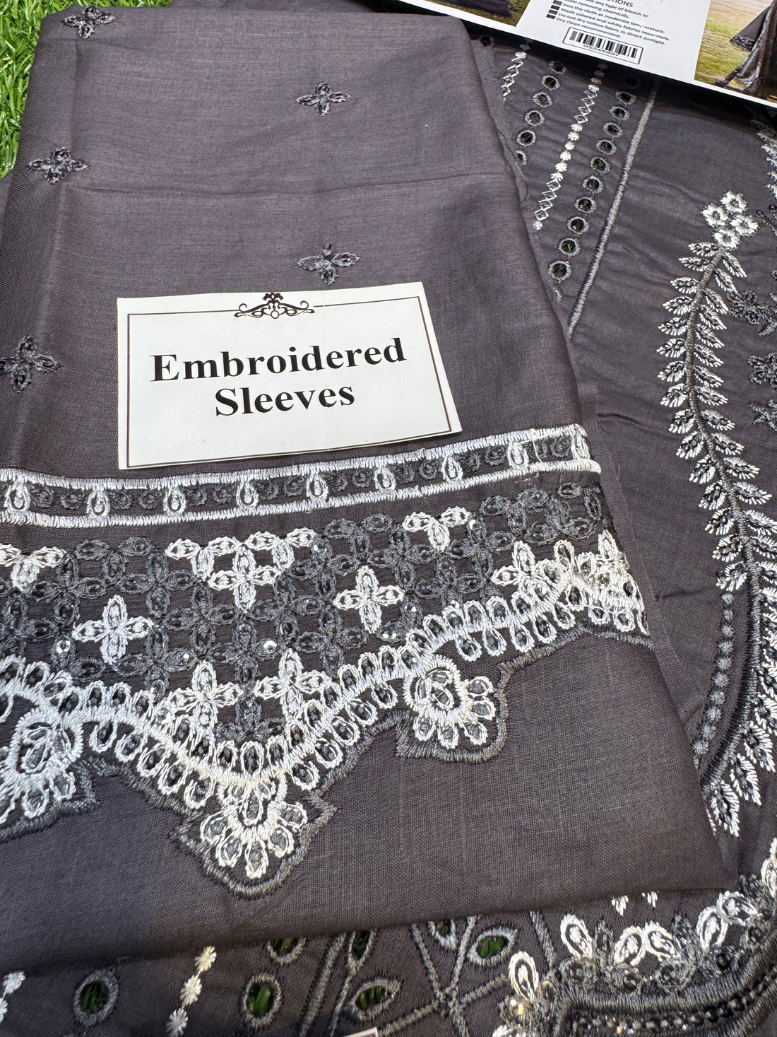 Premium Bareeza Cotton 3-Piece Unstitched Suit | Elegant Chikankari & Sequins Work (NZ-397)