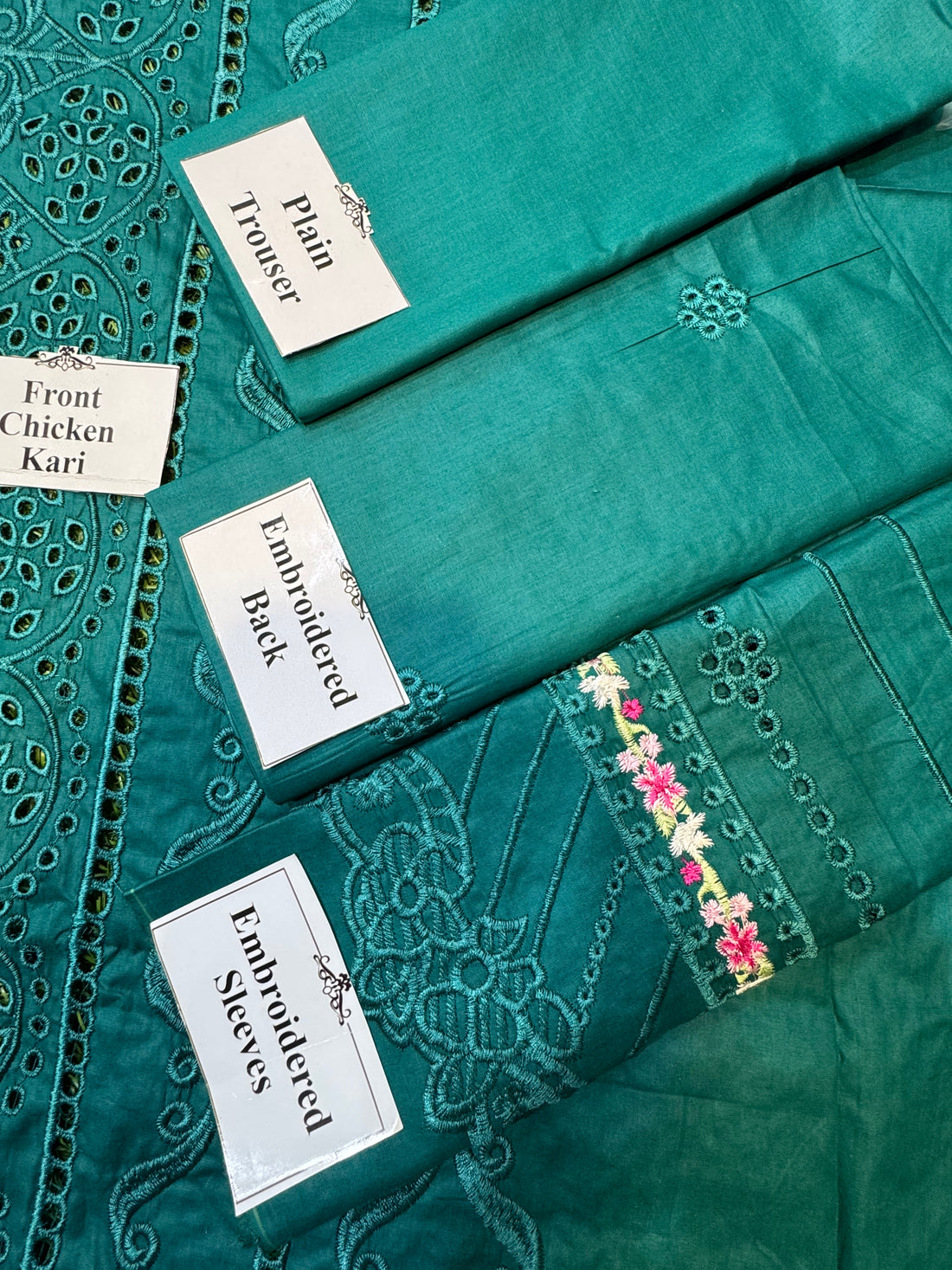 Luxury Chikankari Embroidered 3-Piece Suit with Chiffon Dupatta (Master Copy)  nz340