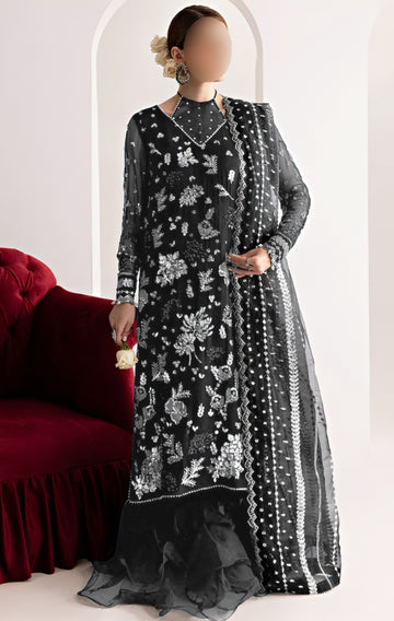 3pcs Unstitched Cotton Dress (Color Black) NZ-345