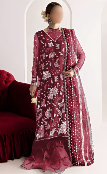 3pcs Unstitched Cotton Dress (color Maroon) NZ-345